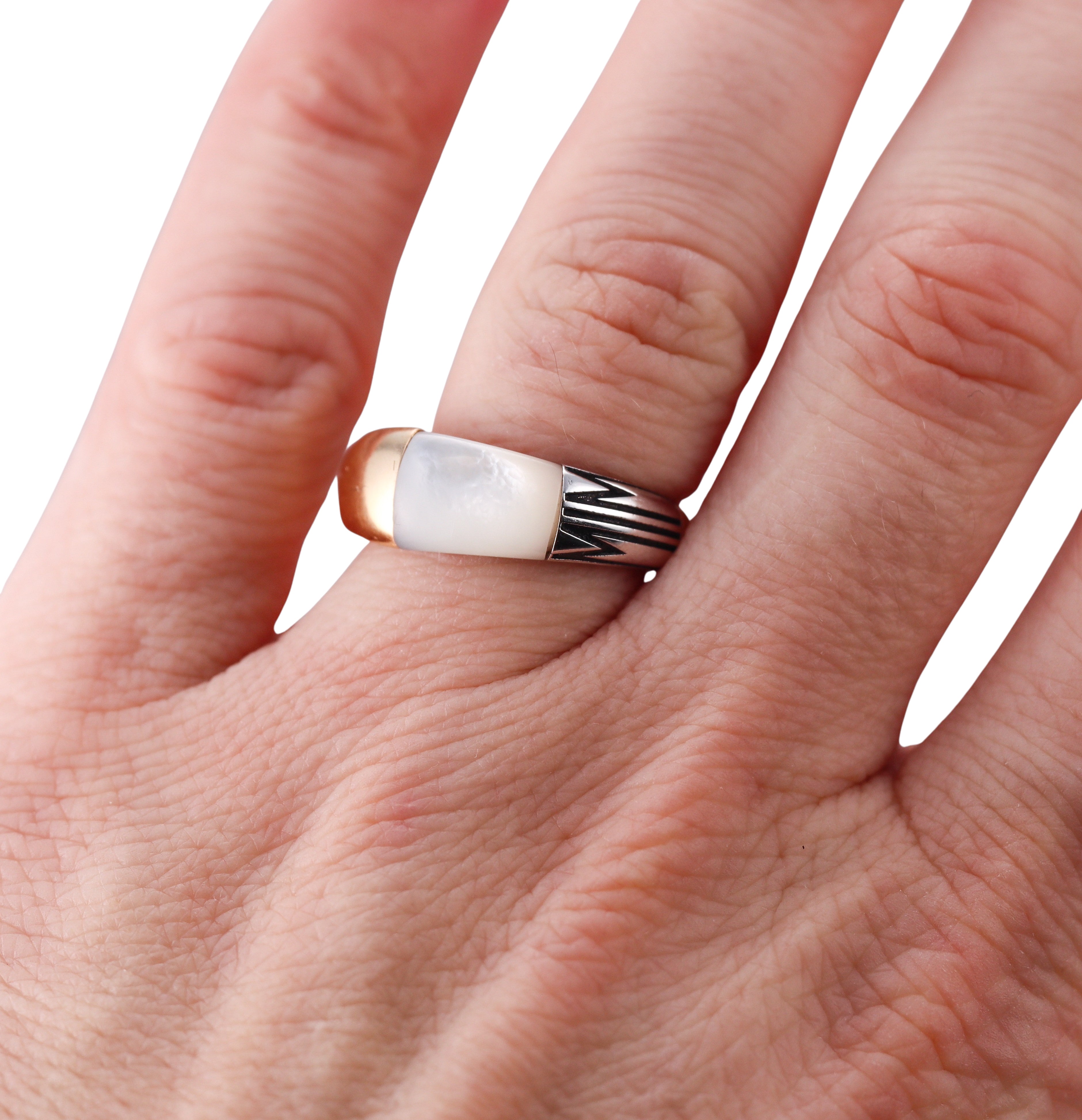 Mimi Milano Tam Tam MOP Enamel 18k Rose Gold Ring