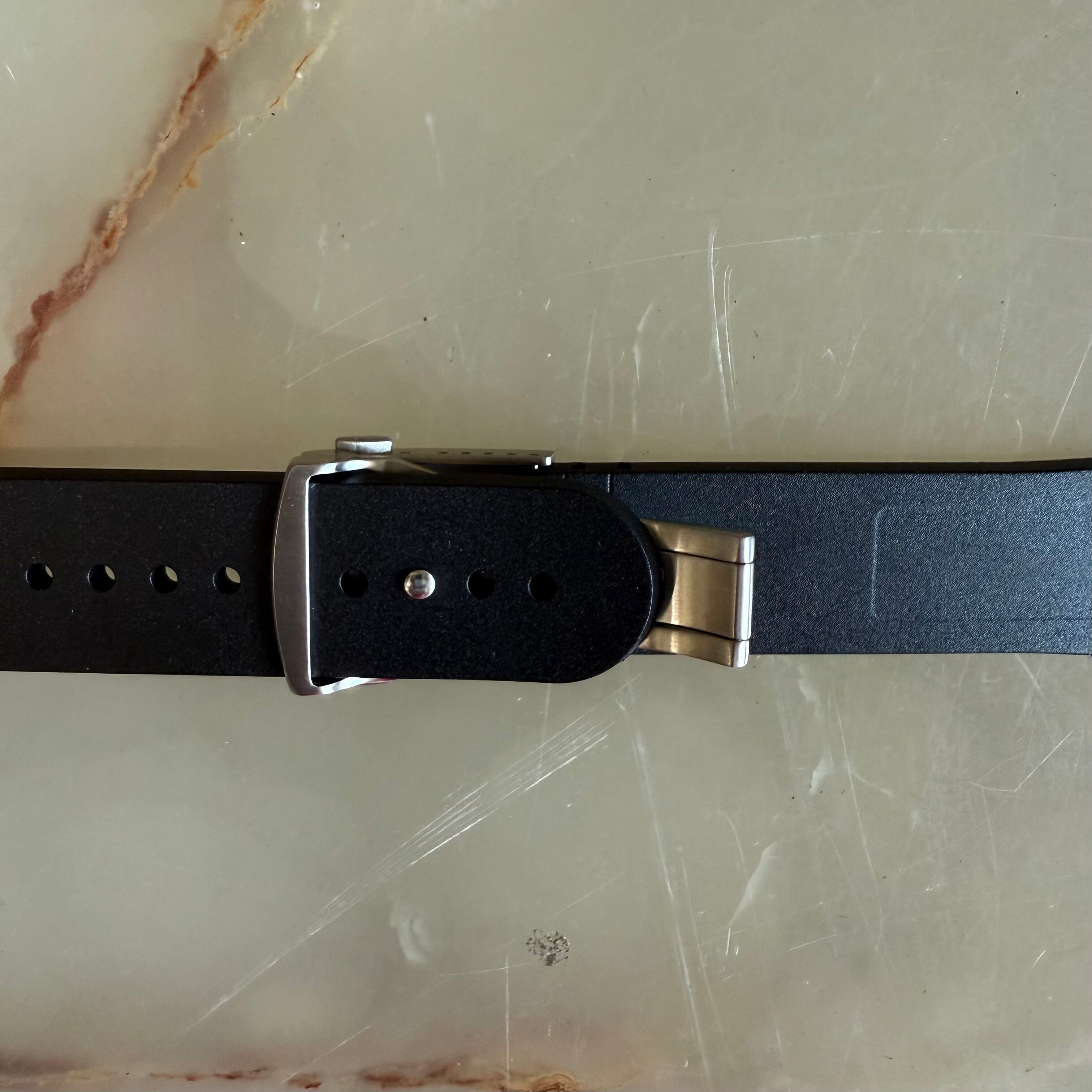 Authentic Oris Black Rubber Watch Strap Band 25mm w Deployant Buckle 0742506