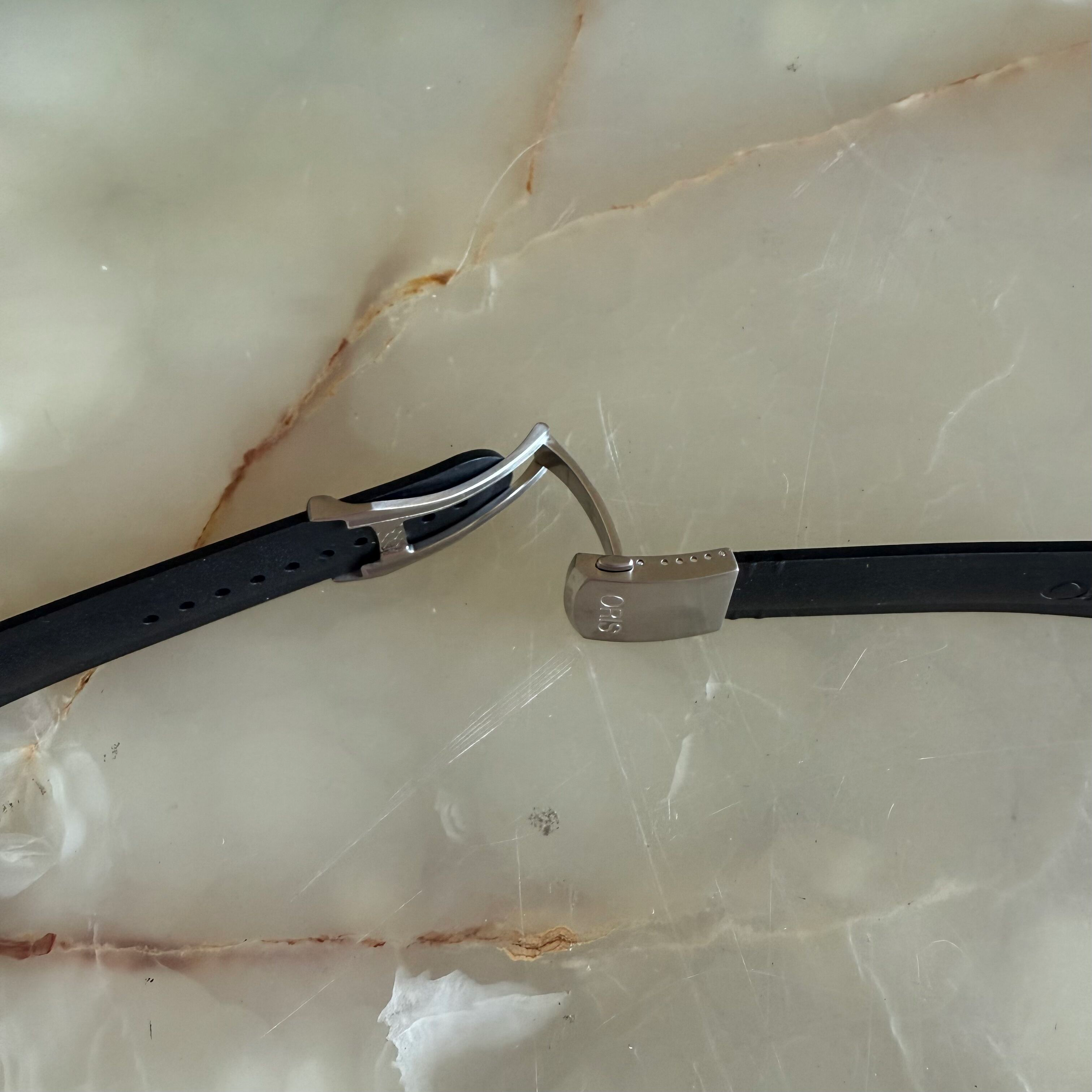 Authentic Oris Black Rubber Watch Strap Band 25mm w Deployant Buckle 0742506