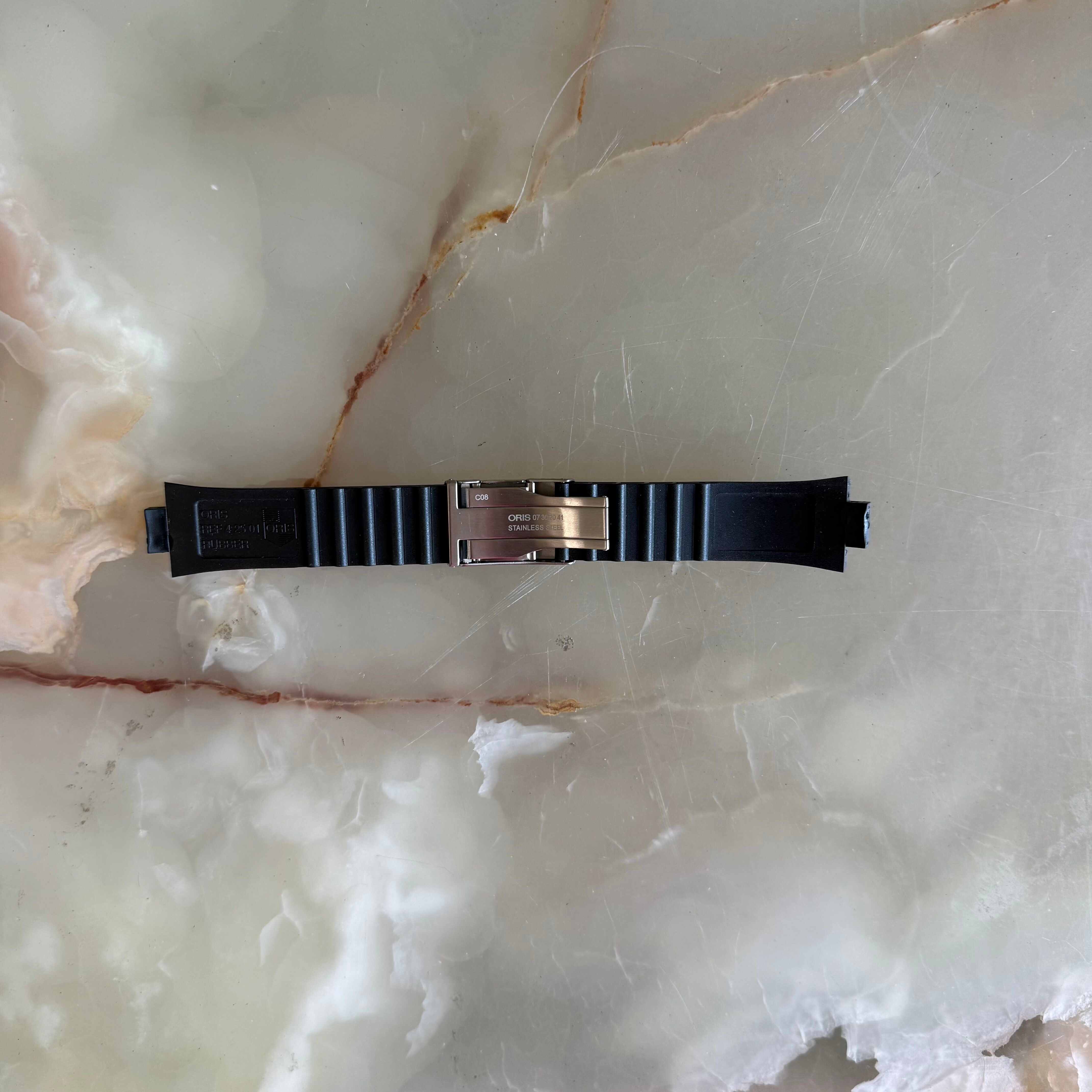 Authentic Oris Black Rubber Watch Strap Band 23mm w Deployant Buckle 42501