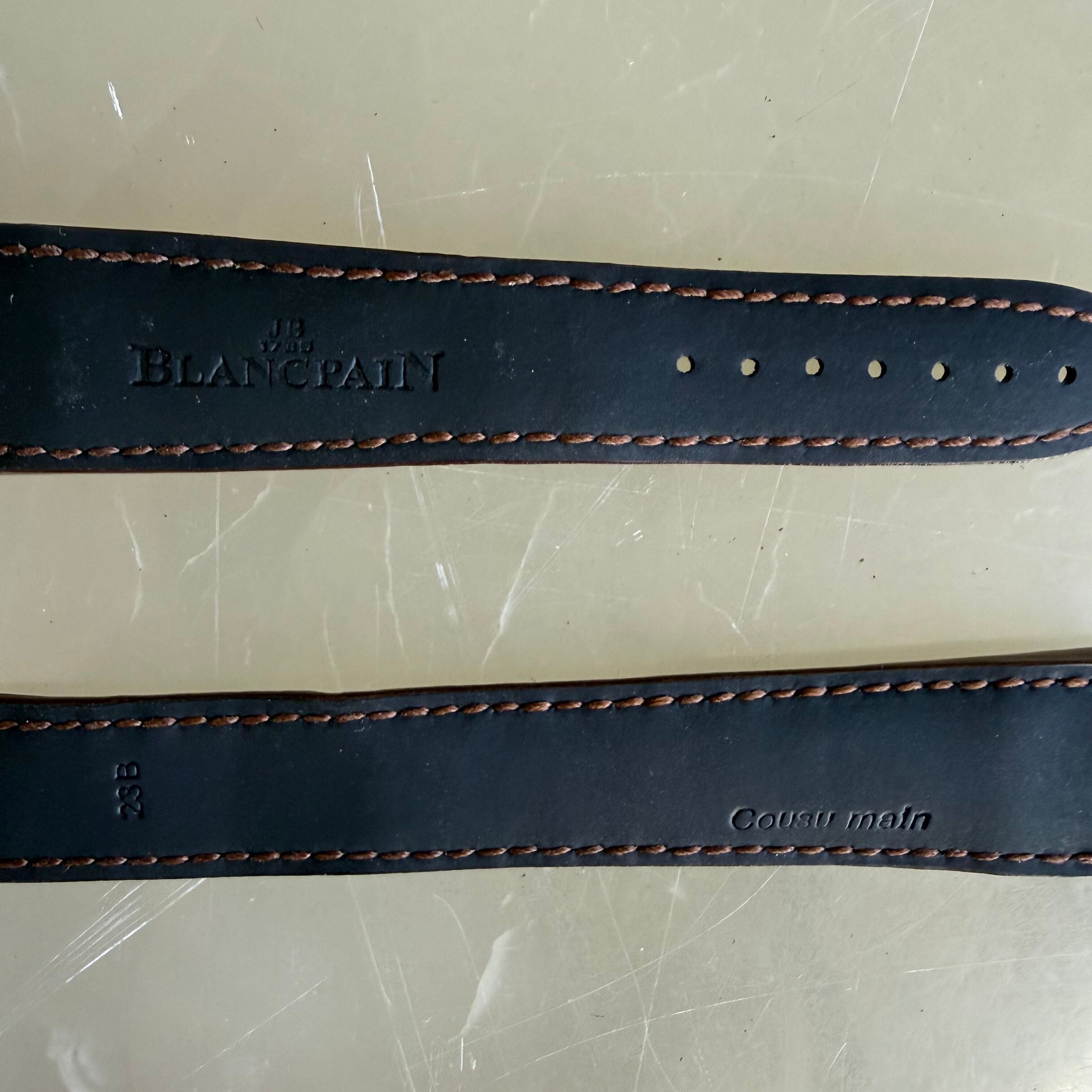 Authentic Blancpain Brown Crocodile Rubber Watch Band Strap 20mm