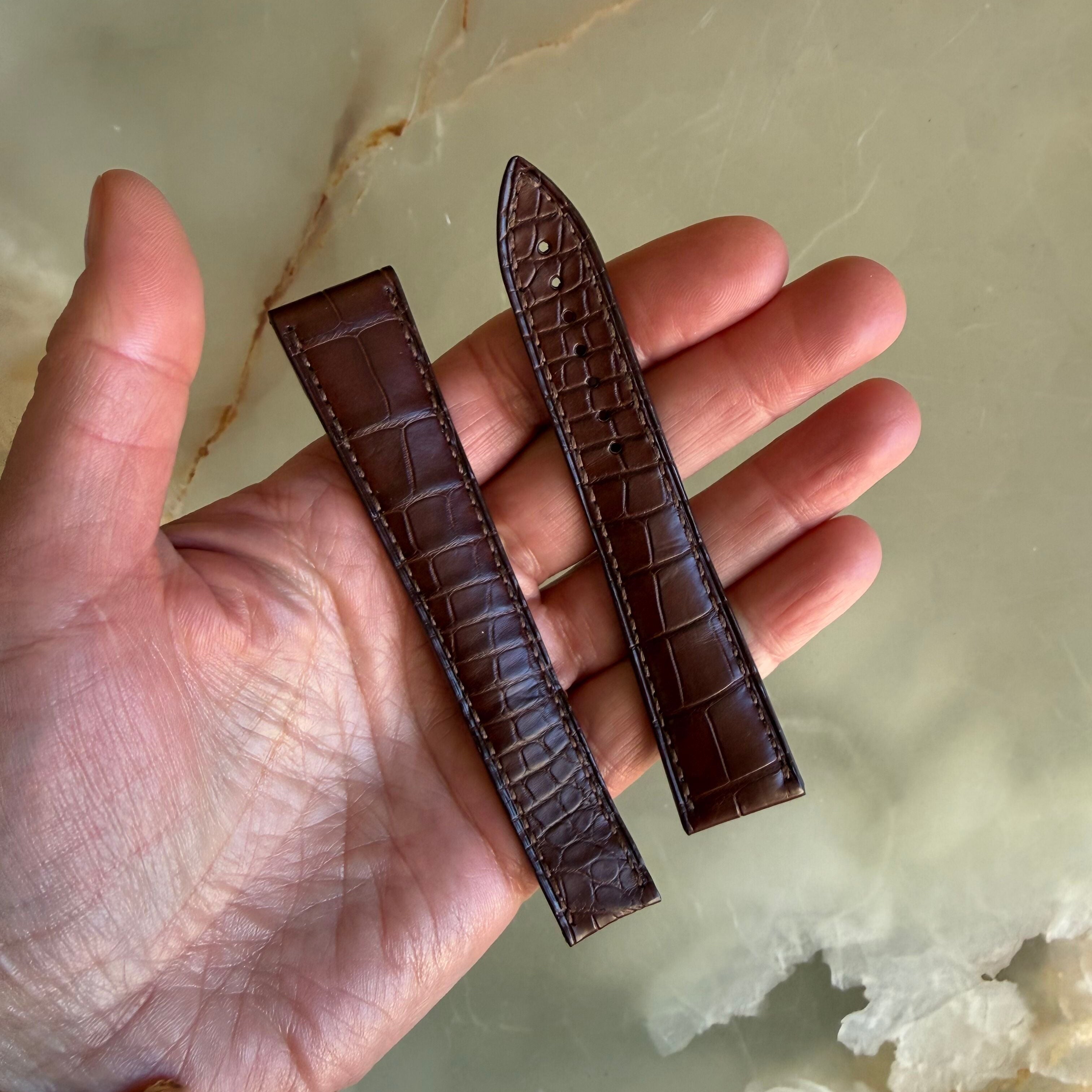 Authentic Blancpain Brown Crocodile Rubber Watch Band Strap 20mm