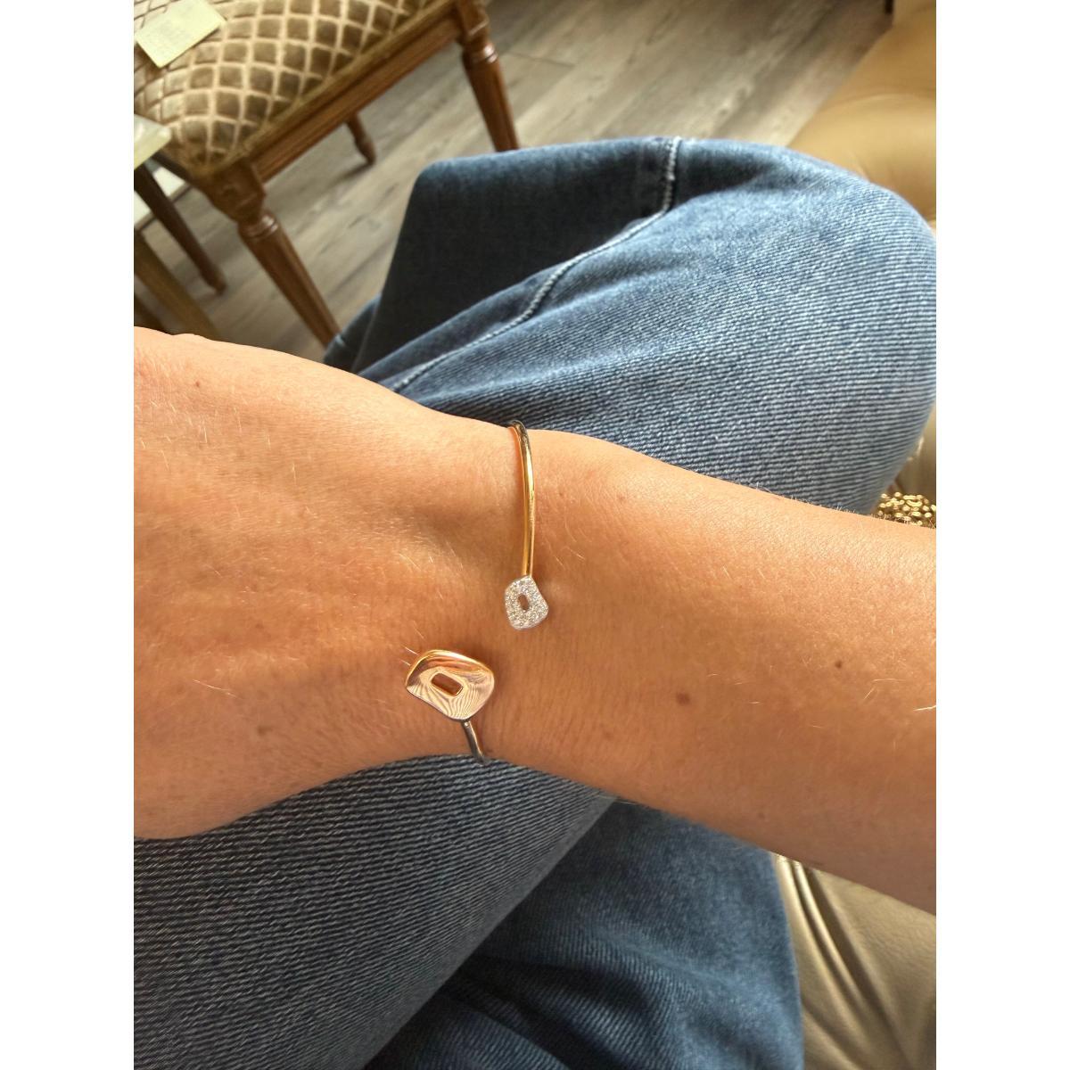 Mattioli Rigid Mini Puzzle Rose White Gold Diamond Cuff Bracelet