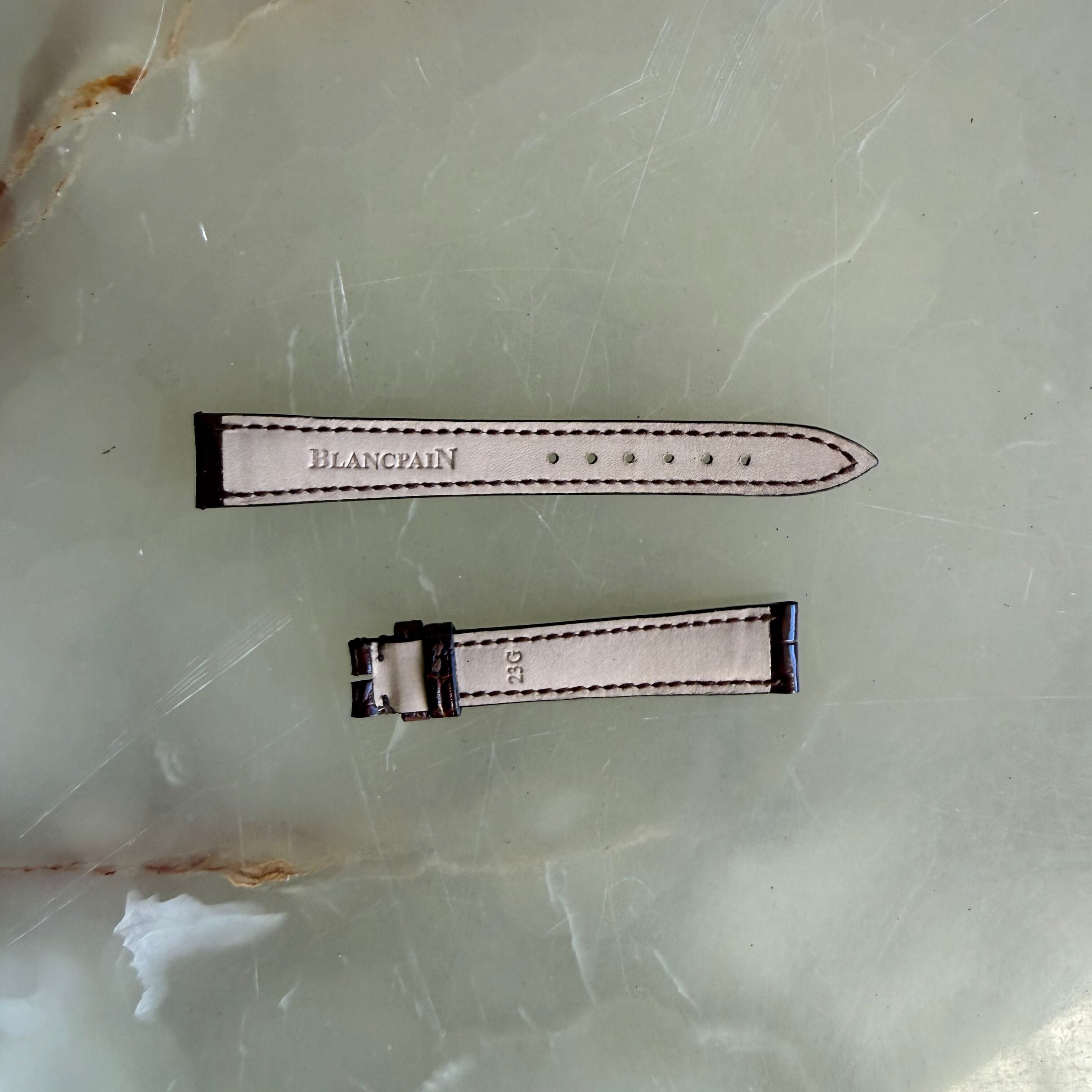 Authentic Blancpain Brown Crocodile Watch Band Strap 14.5mm