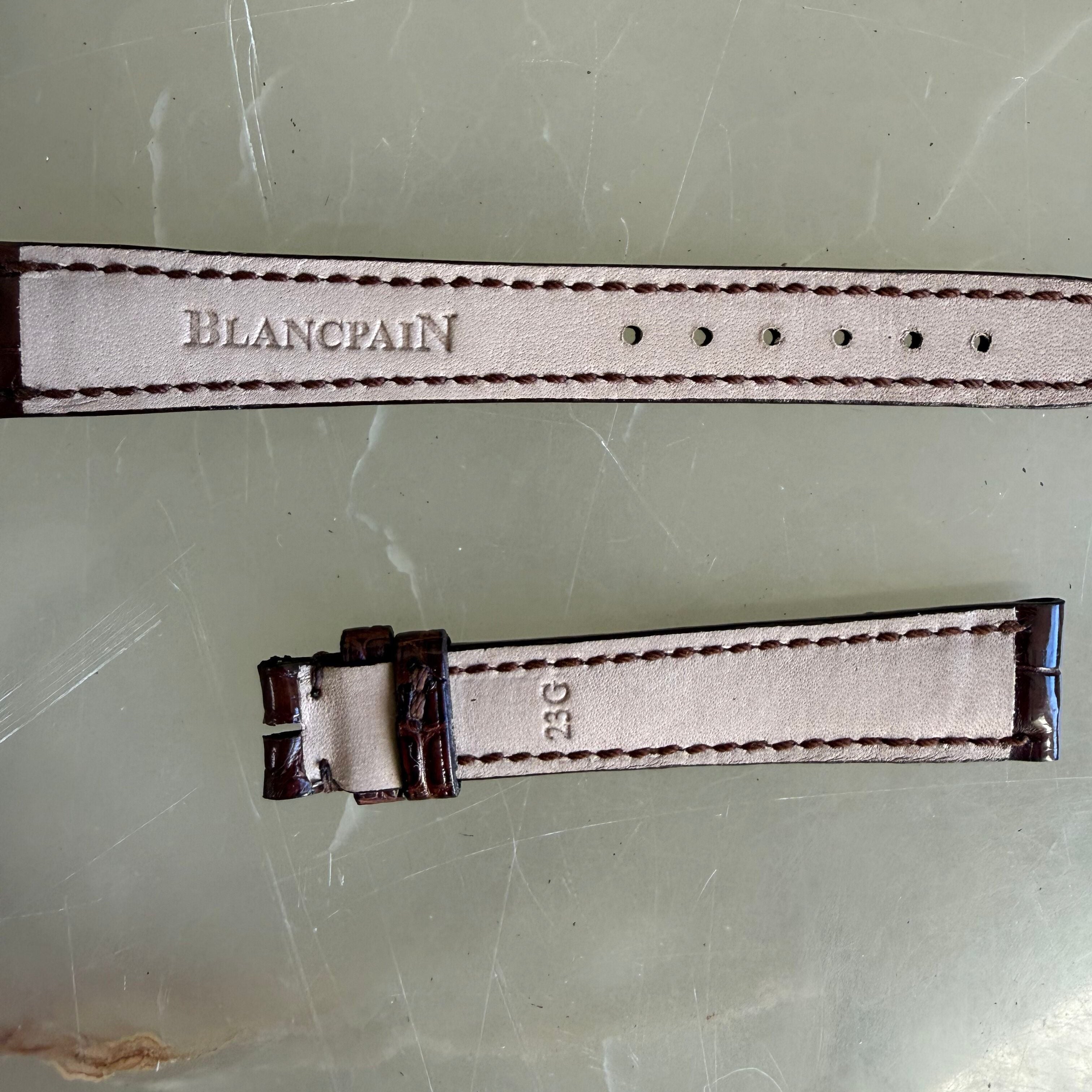Authentic Blancpain Brown Crocodile Watch Band Strap 14.5mm
