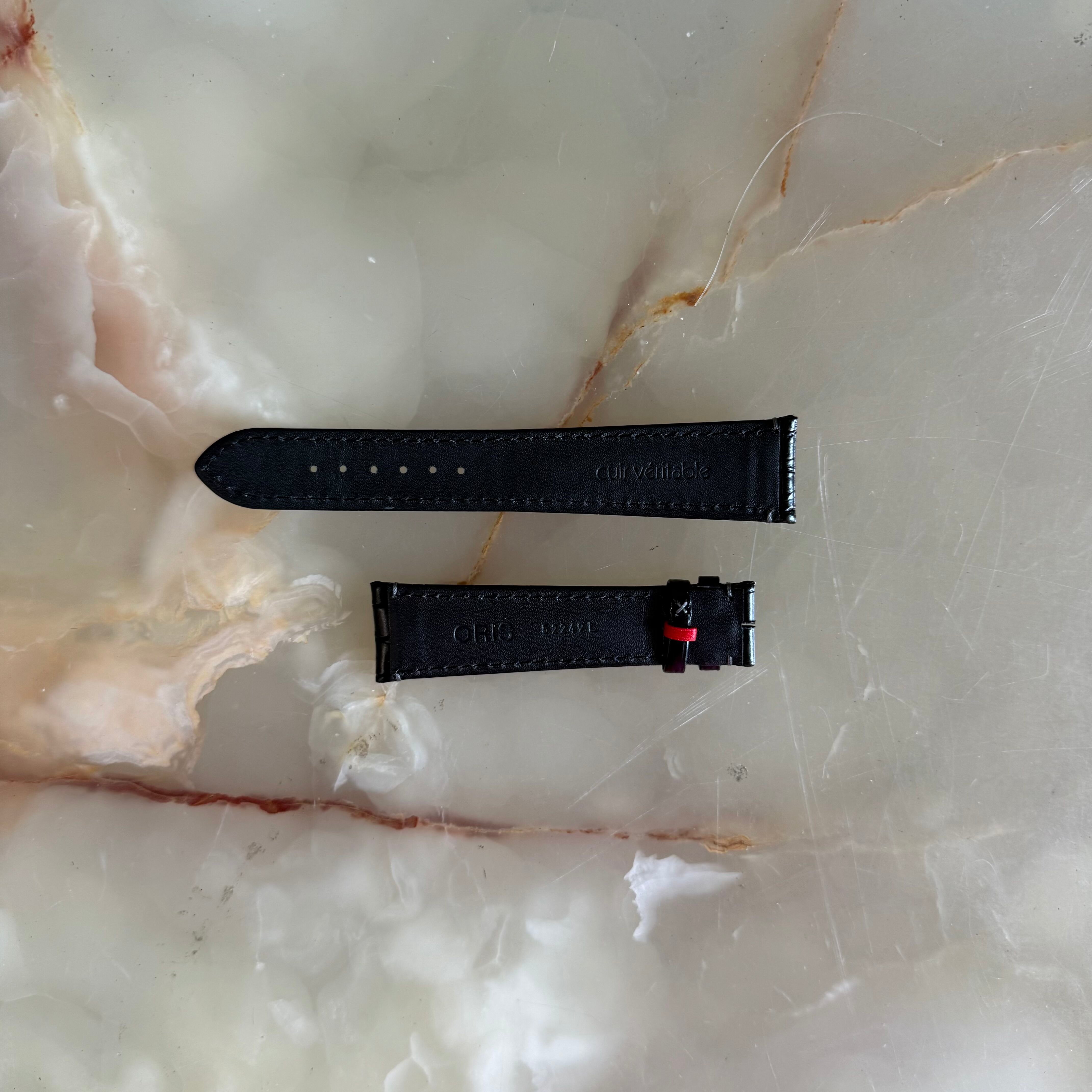 Authentic Oris Black Leather Watch Strap Band 23mm 52249