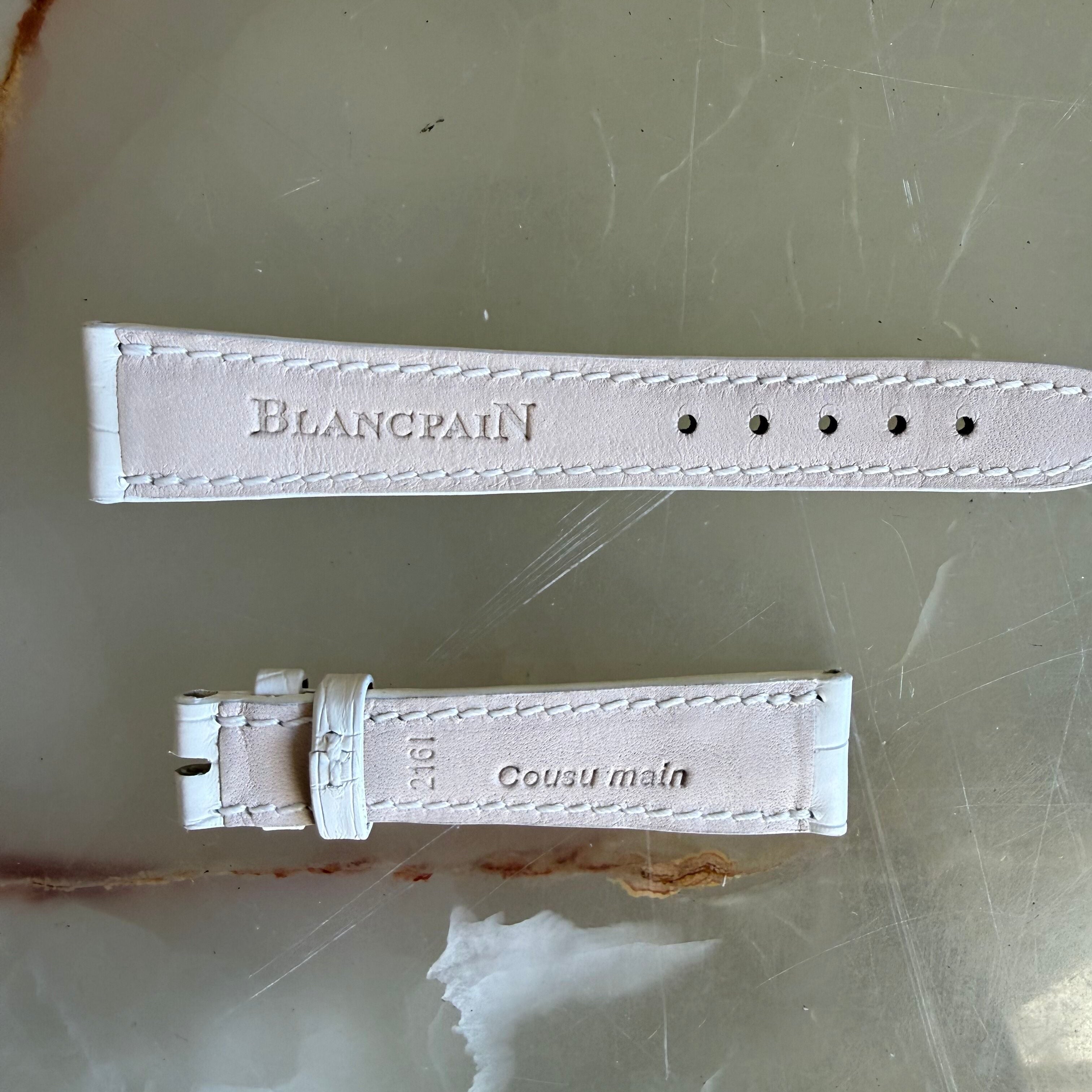 Authentic Blancpain White Alligator Watch Band Strap 15.5mm