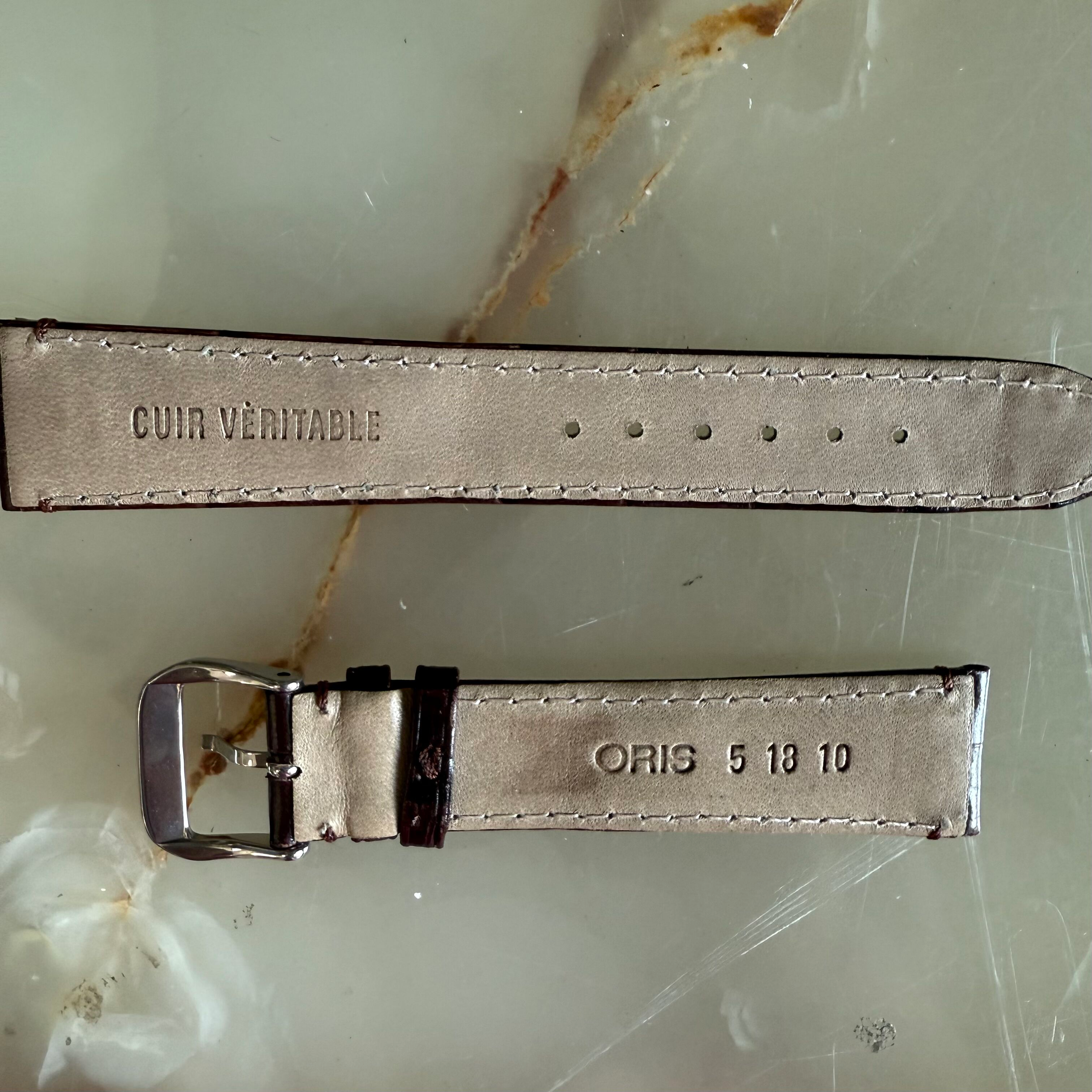 Authentic Oris Brown Leather Watch Strap Band 18mm w Buckle 5 18 10