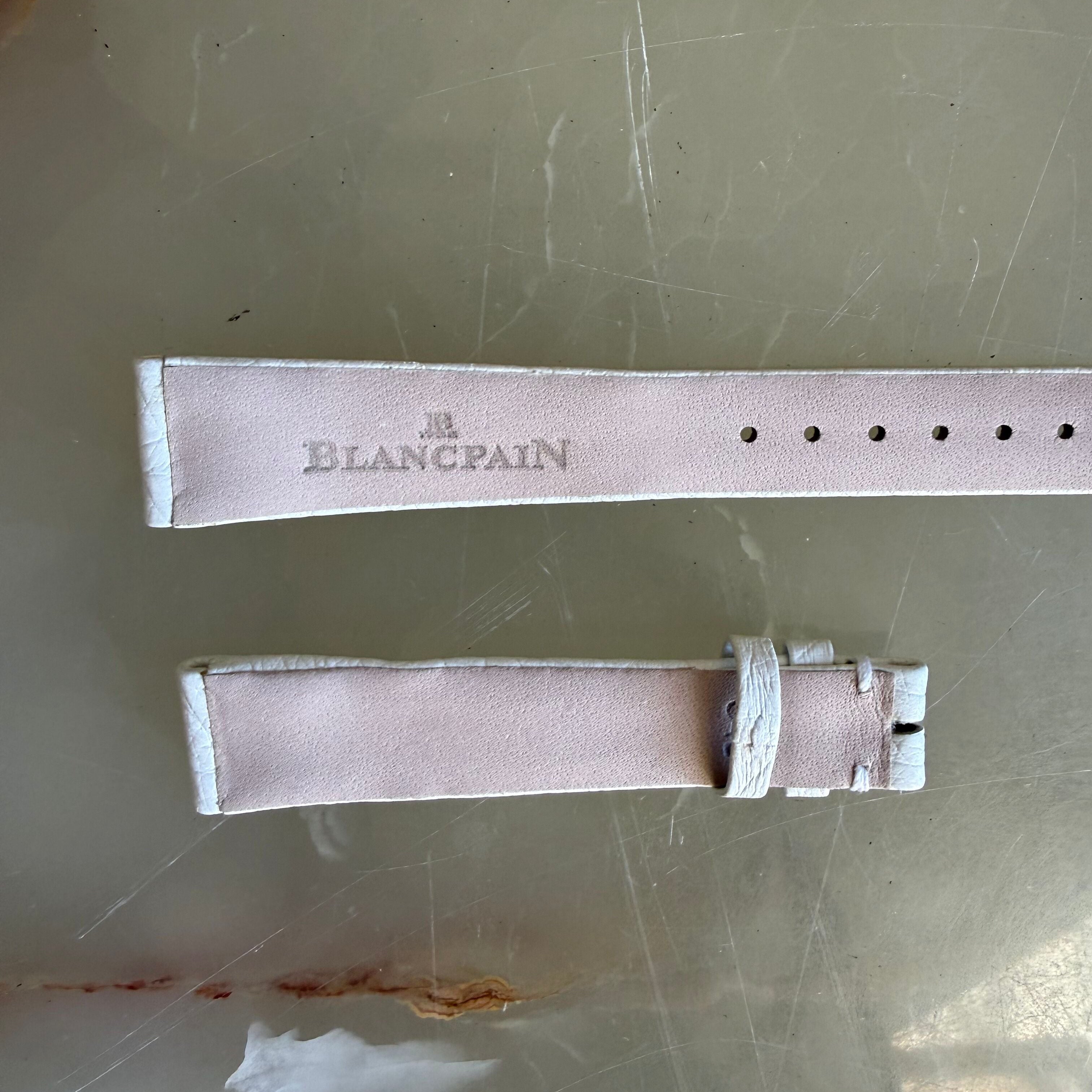 Authentic Blancpain White Leather Watch Band Strap 15mm