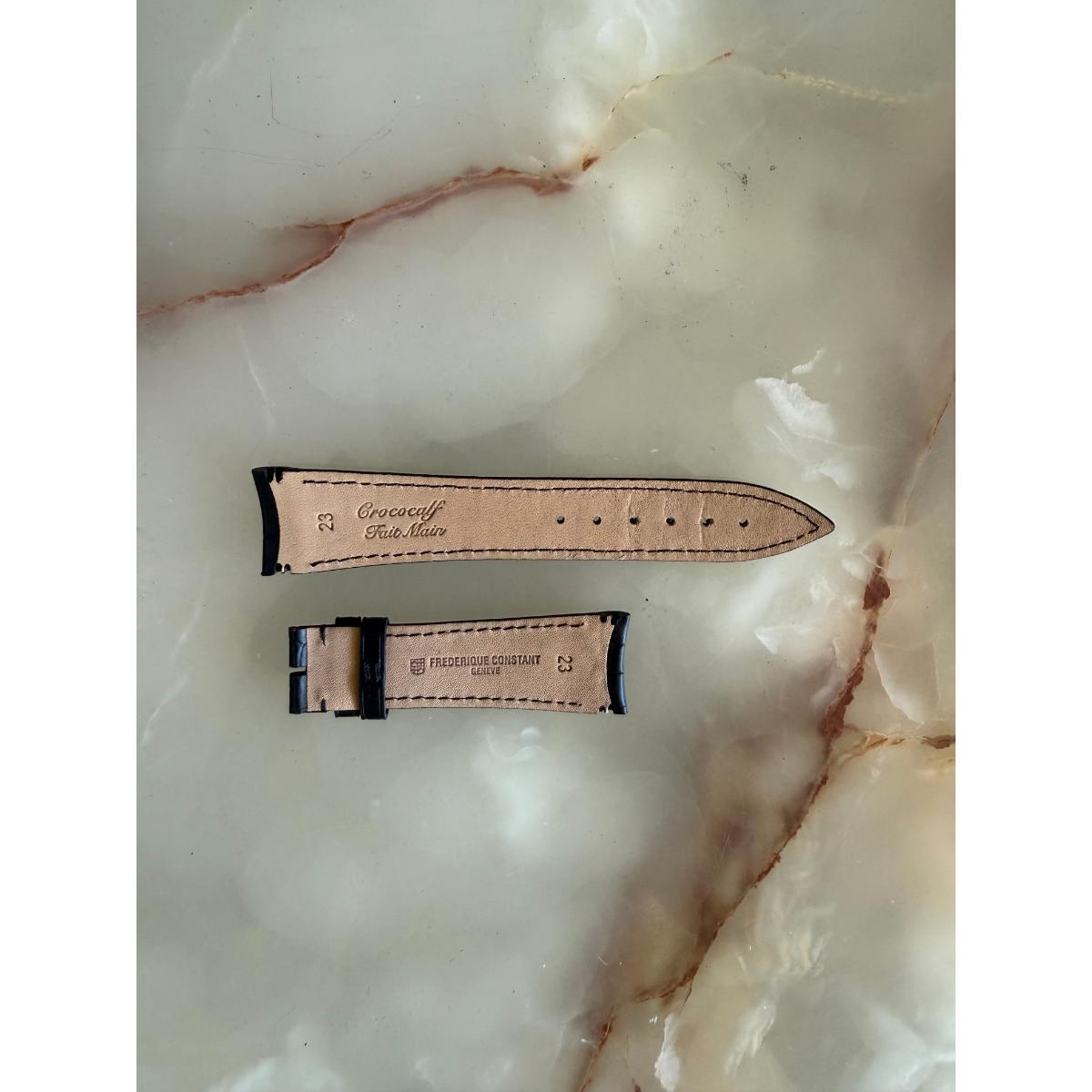 Authentic Frederique Constant Black Crocodile Calf Watch Strap Band 23mm