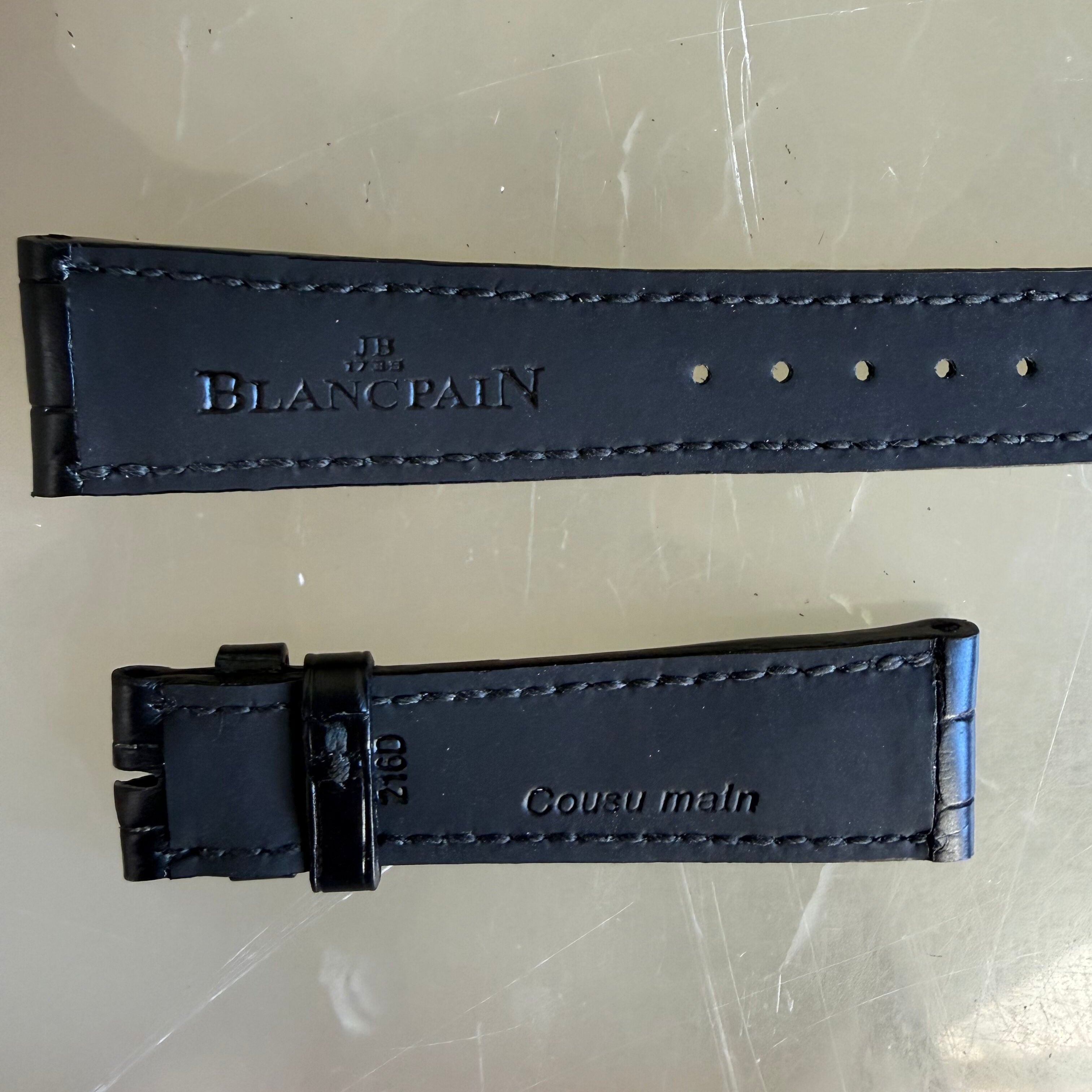 Authentic Blancpain Black Alligator Rubber Watch Band Strap 18.5mm