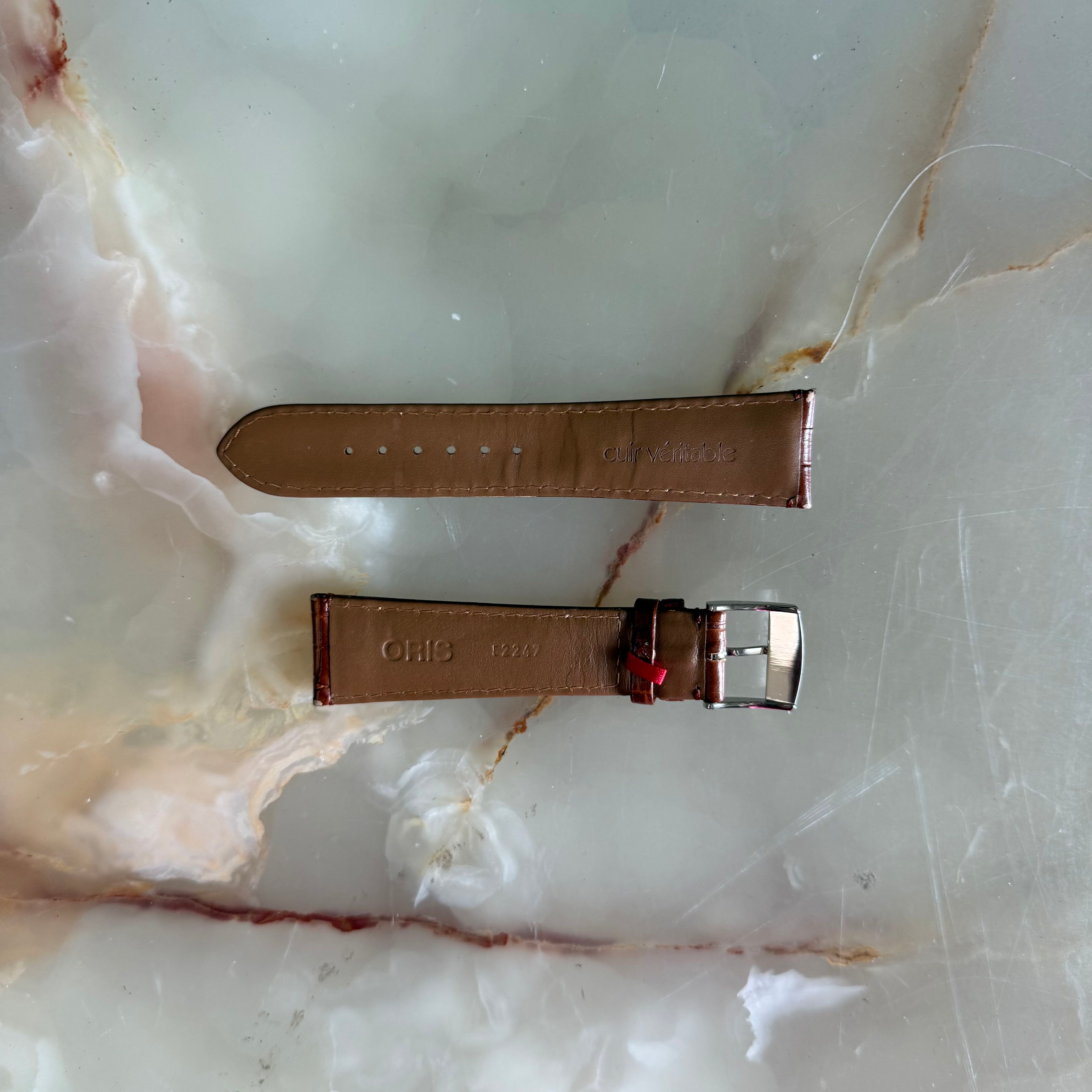 Authentic Oris Brown Leather Watch Strap Band 22mm w Buckle 52247