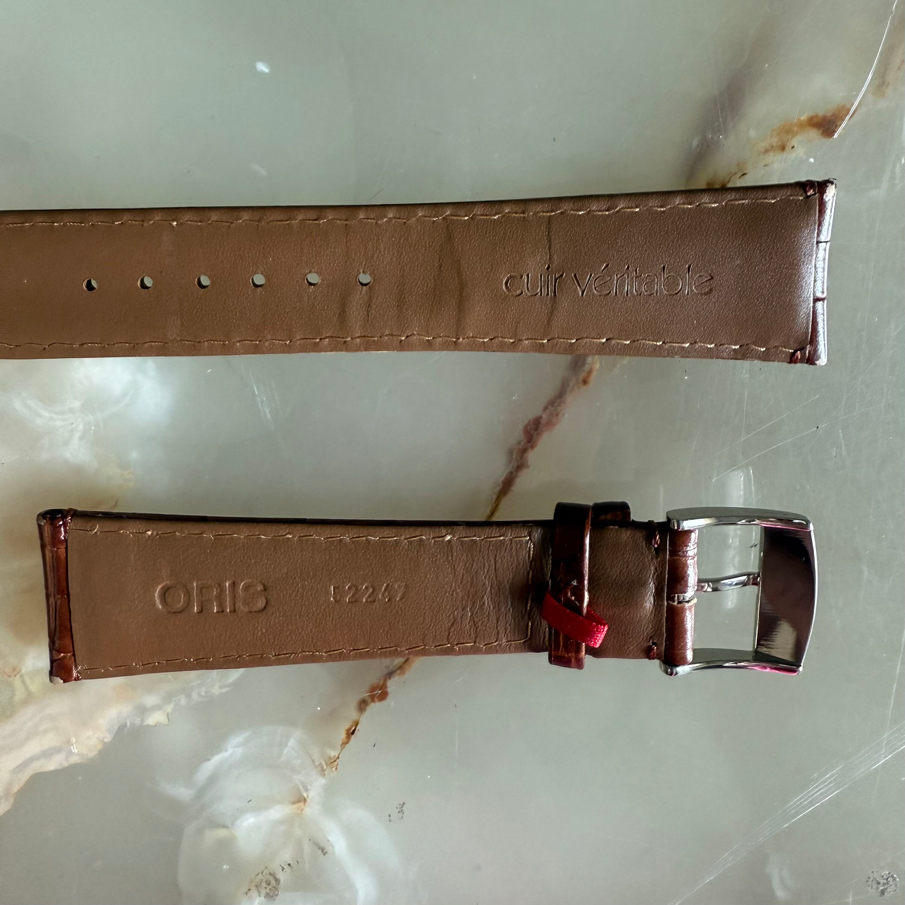 Authentic Oris Brown Leather Watch Strap Band 22mm w Buckle 52247
