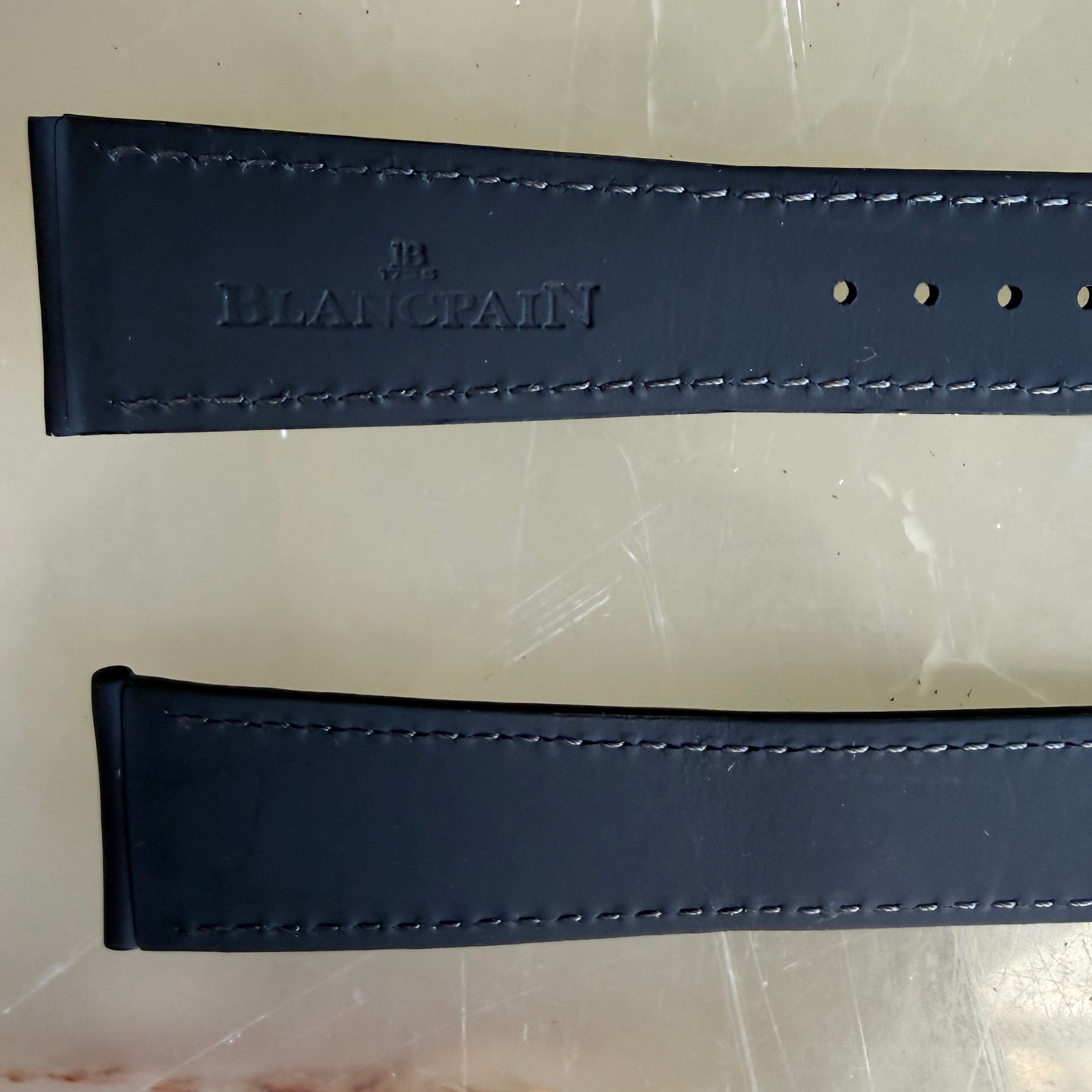 Authentic Blancpain Black Rubber Grey Stitching Watch Band Strap 20mm