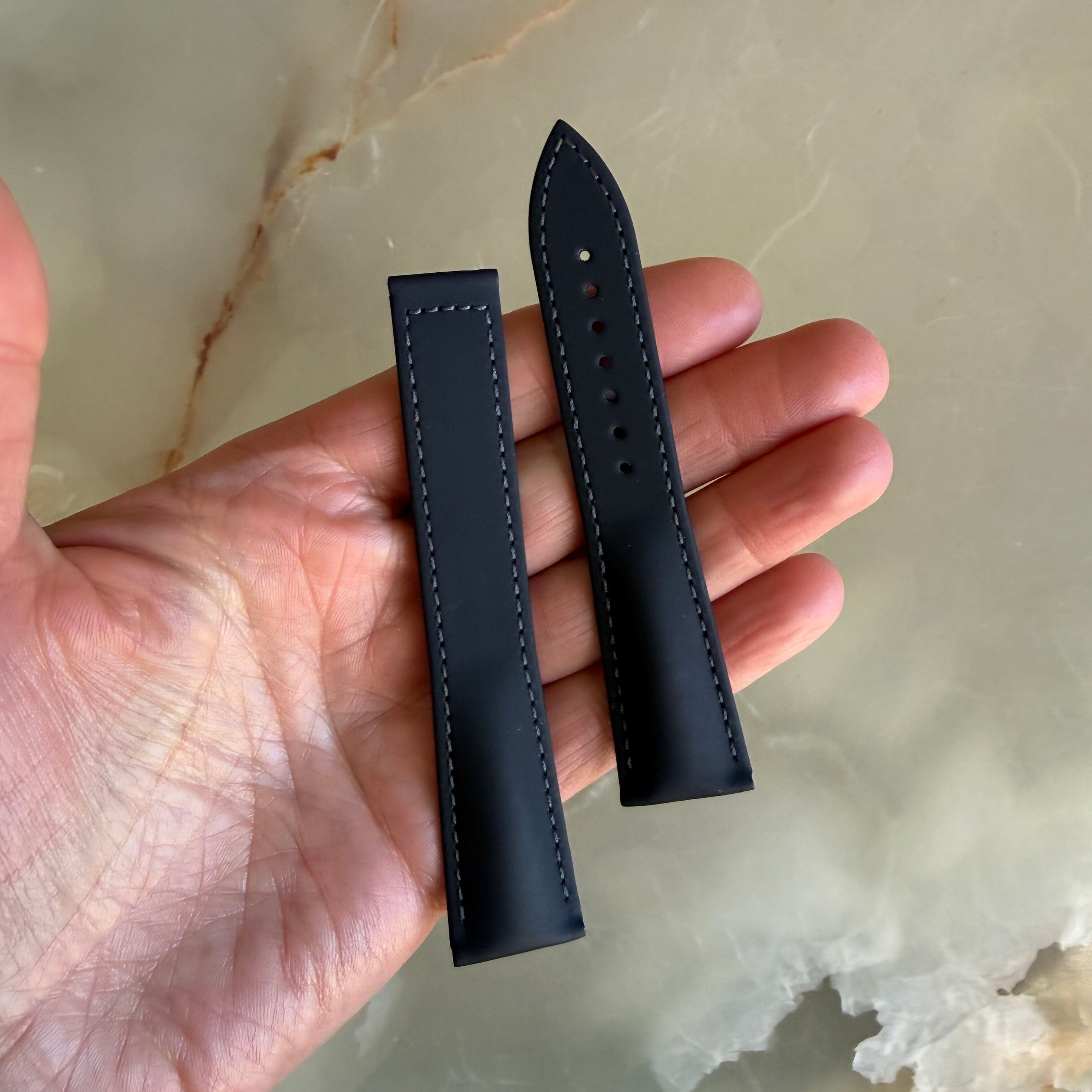 Authentic Blancpain Black Rubber Grey Stitching Watch Band Strap 20mm