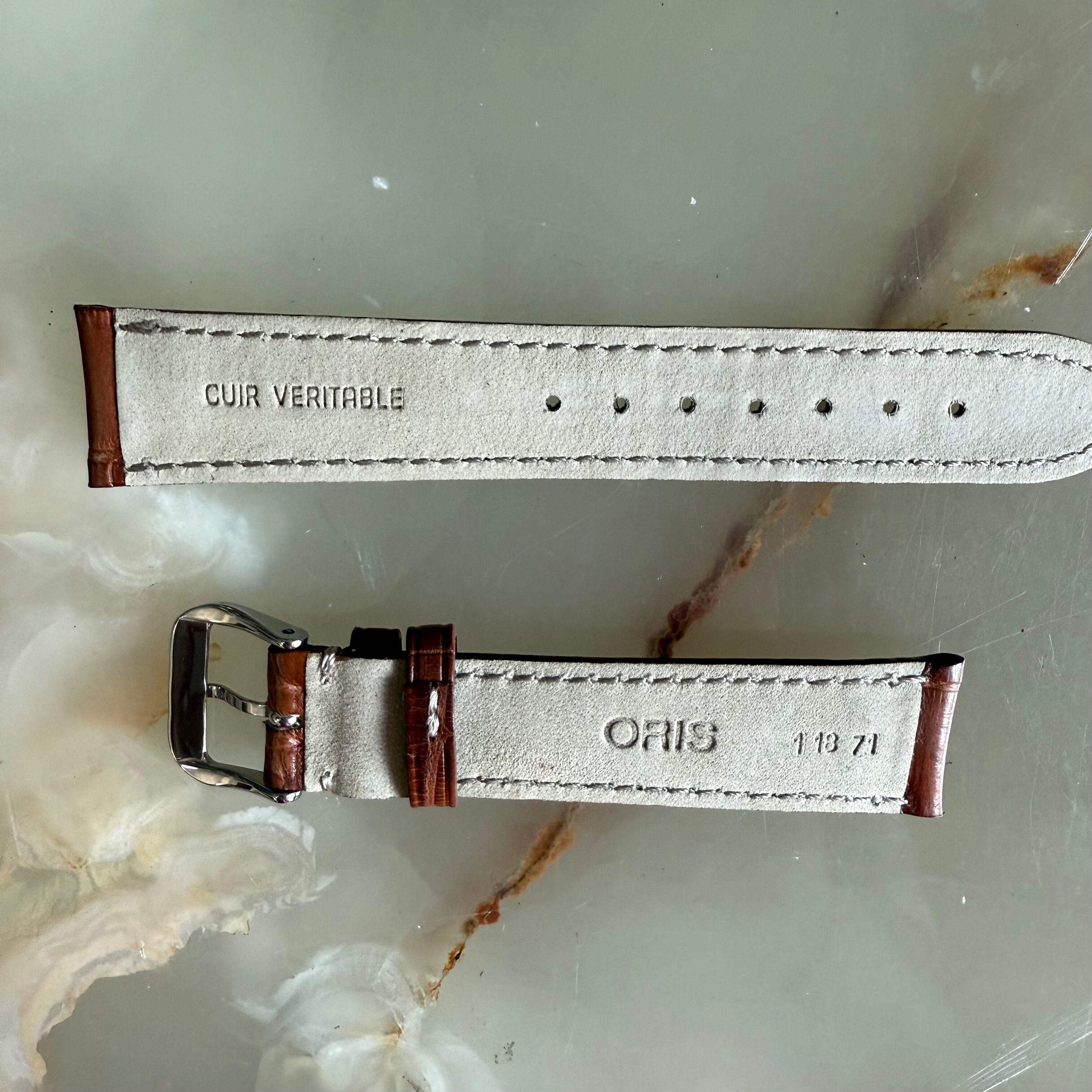 Authentic Oris Brown Leather Watch Strap Band 19mm w Buckle 1 18 71