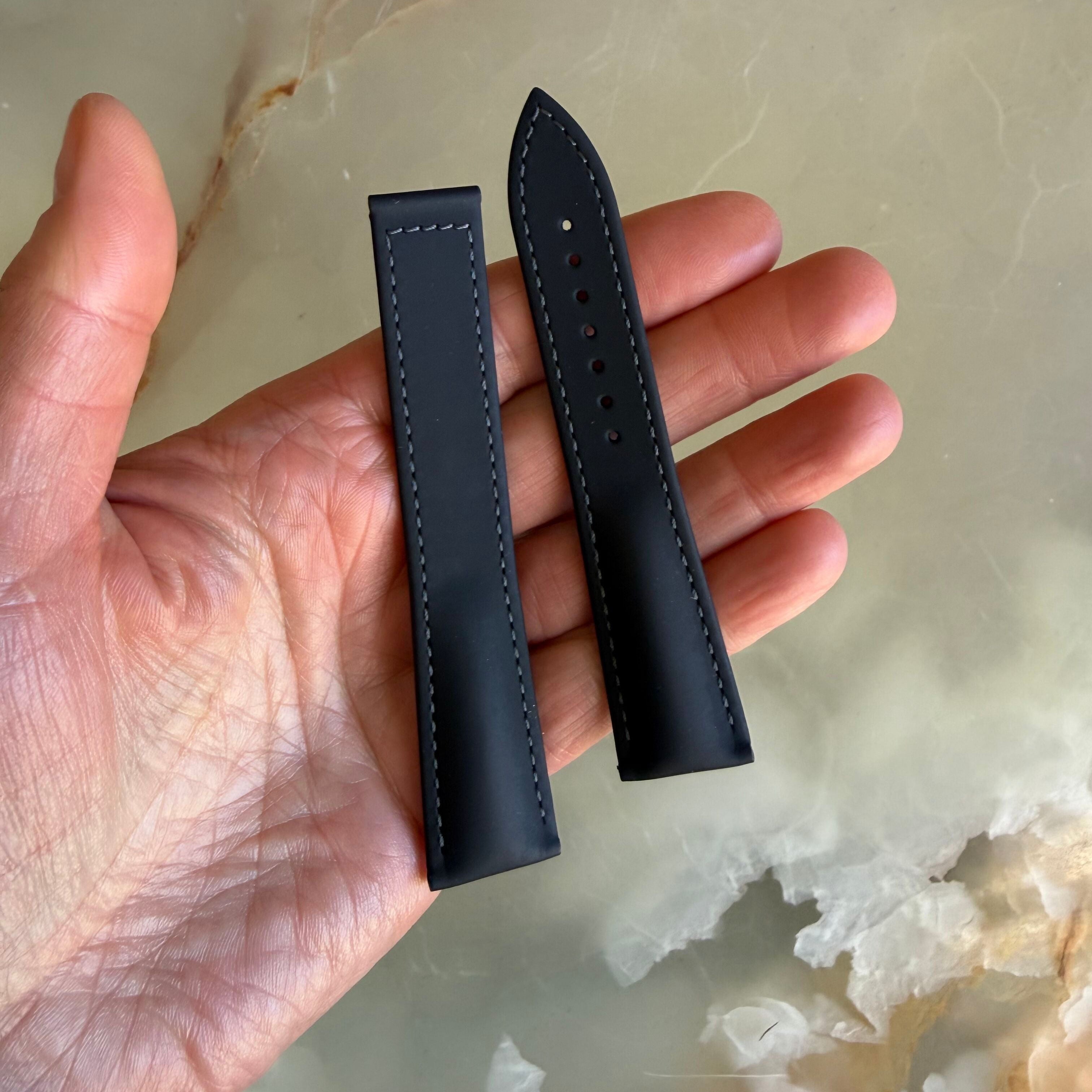 Authentic Blancpain Black Rubber Grey Stitching Watch Band Strap 20mm