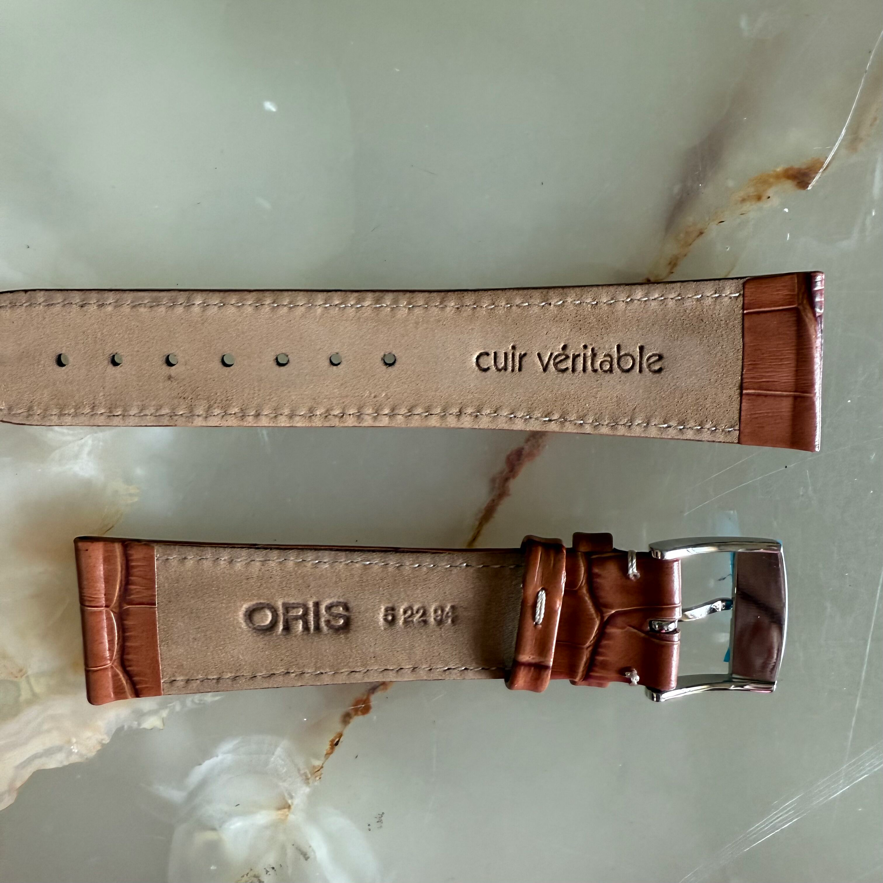 Authentic Oris Brown Leather Watch Strap Band 23mm w Buckle 5 22 94