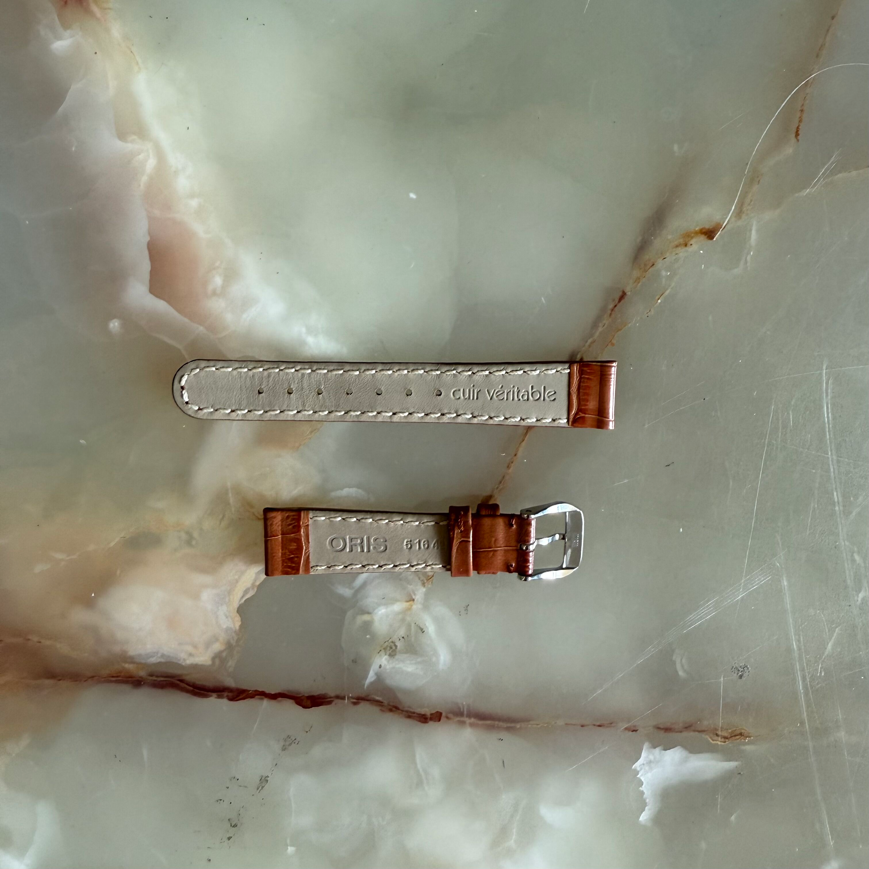 Authentic Oris Brown Leather Watch Strap Band 16mm w Buckle