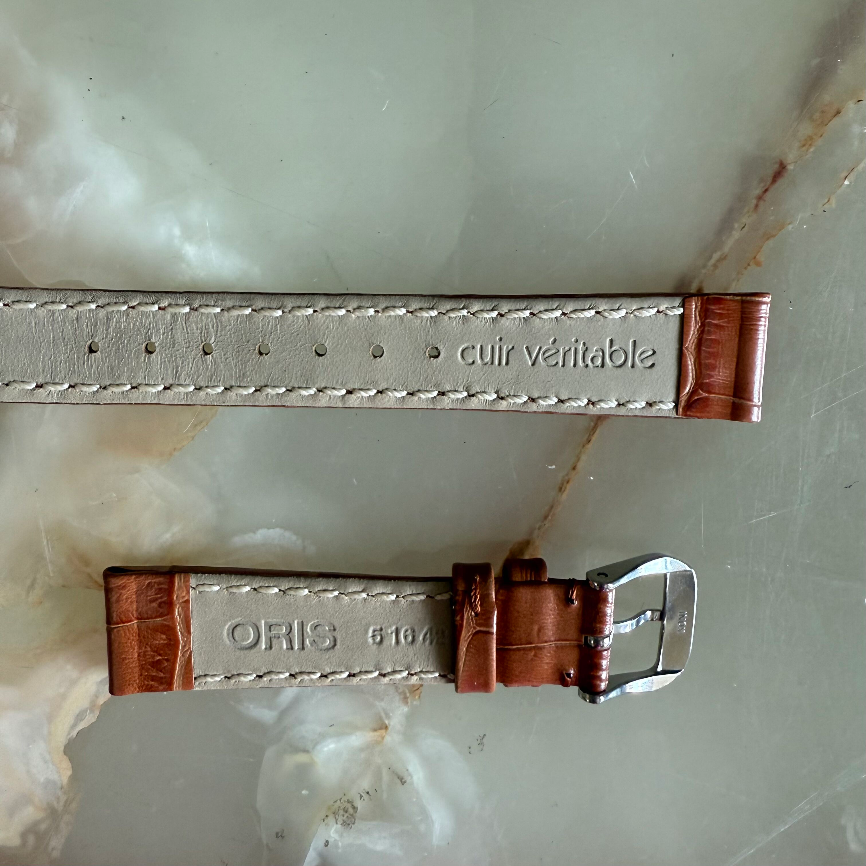 Authentic Oris Brown Leather Watch Strap Band 16mm w Buckle