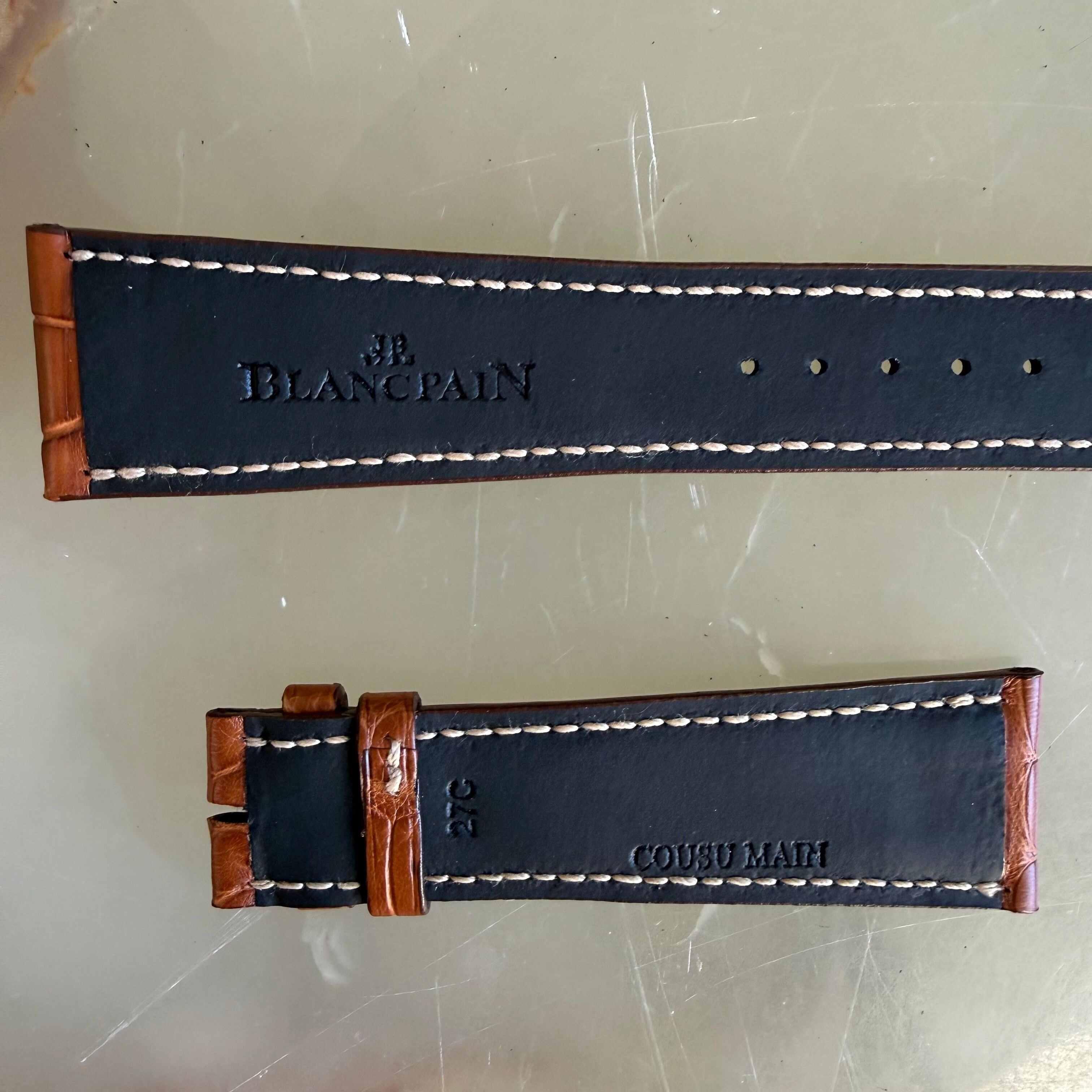 Authentic Blancpain Brown Alligator Rubber Watch Band Strap 22.5mm