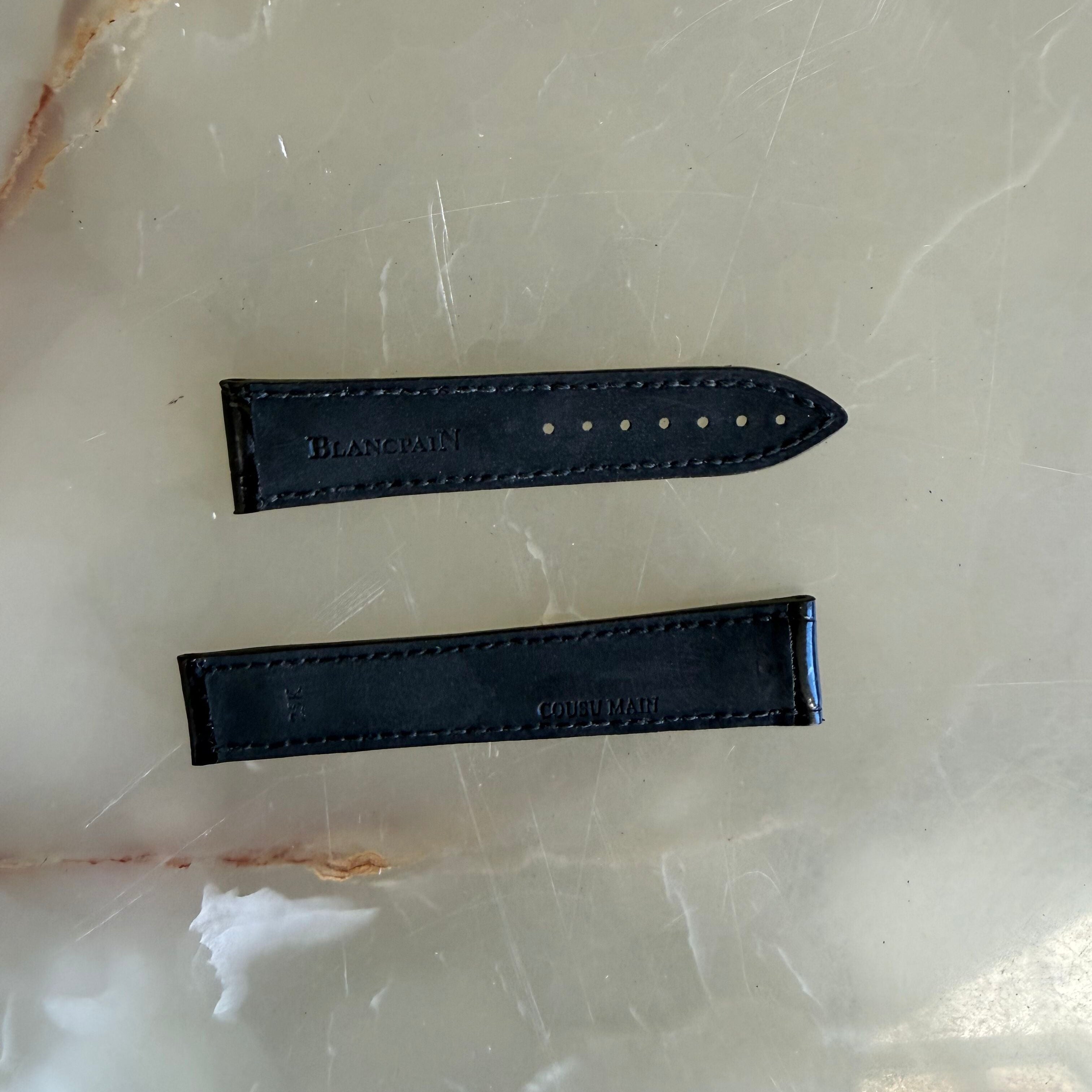 Authentic Blancpain Black Alligator Rubber Watch Band Strap 18.5mm