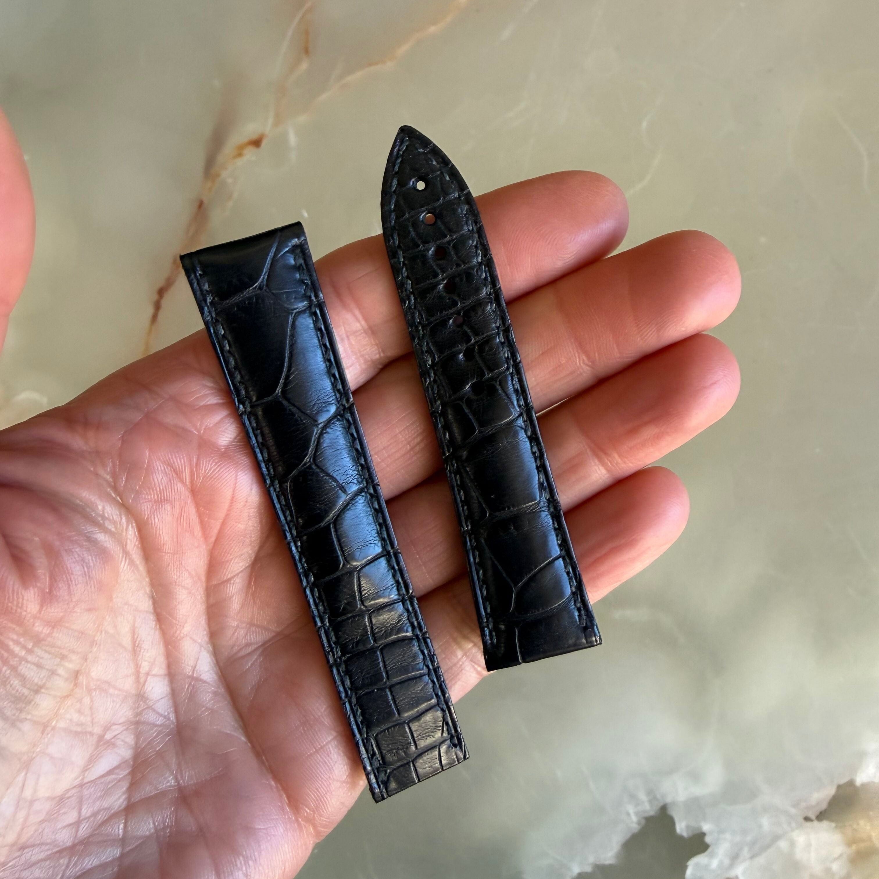 Authentic Blancpain Black Alligator Rubber Watch Band Strap 18.5mm