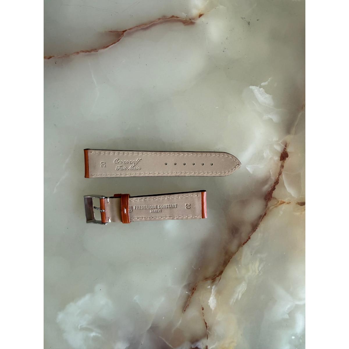 Authentic Frederique Constant Brown Leather Watch Strap Band 20mm w Buckle