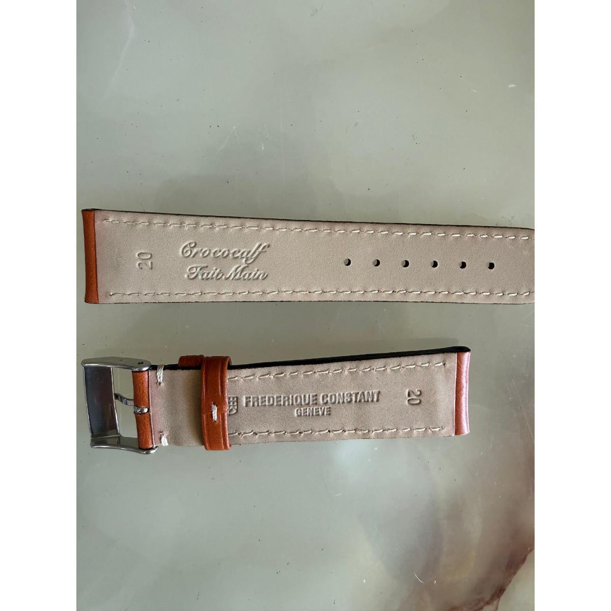 Authentic Frederique Constant Brown Leather Watch Strap Band 20mm w Buckle