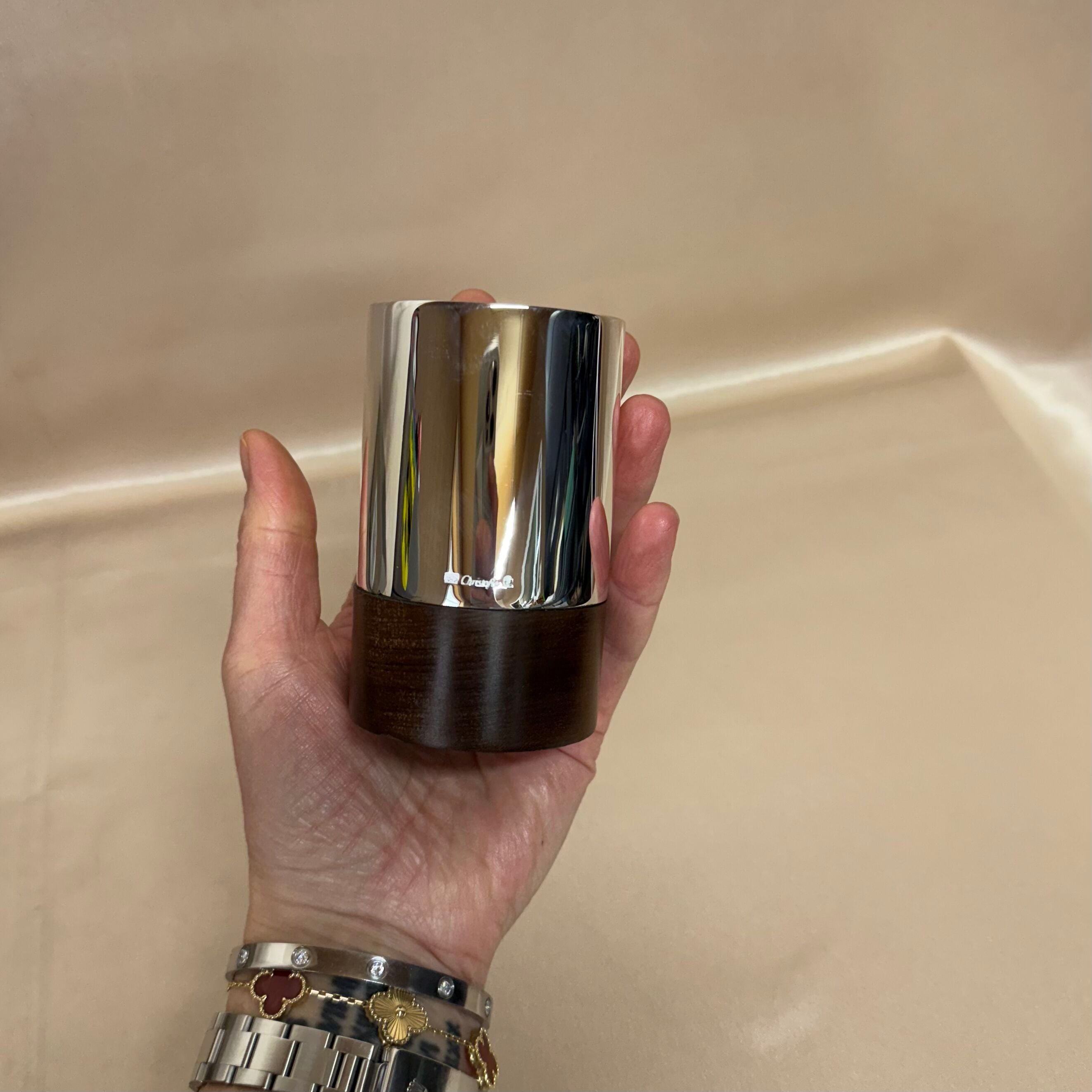 Christofle Silver Plated Uni Desk Set Pencil Holder and Paperweight B0425304602