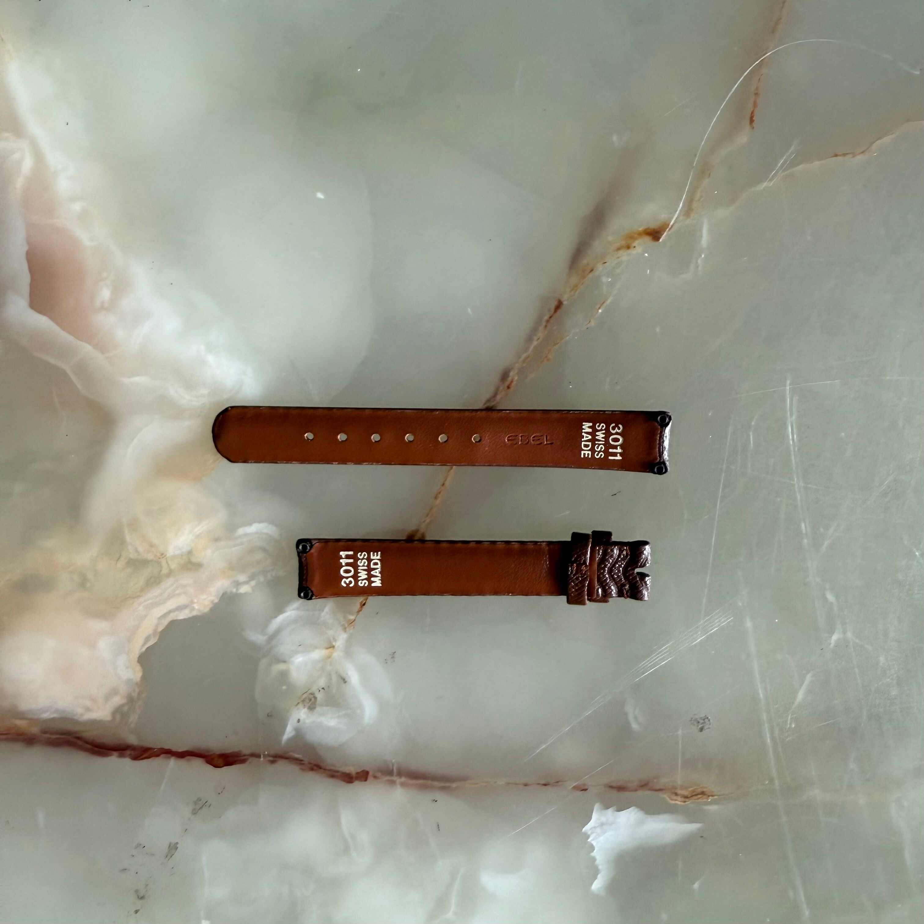Authentic Ebel Wave Brown Leather Watch Strap Band 13mm 3011