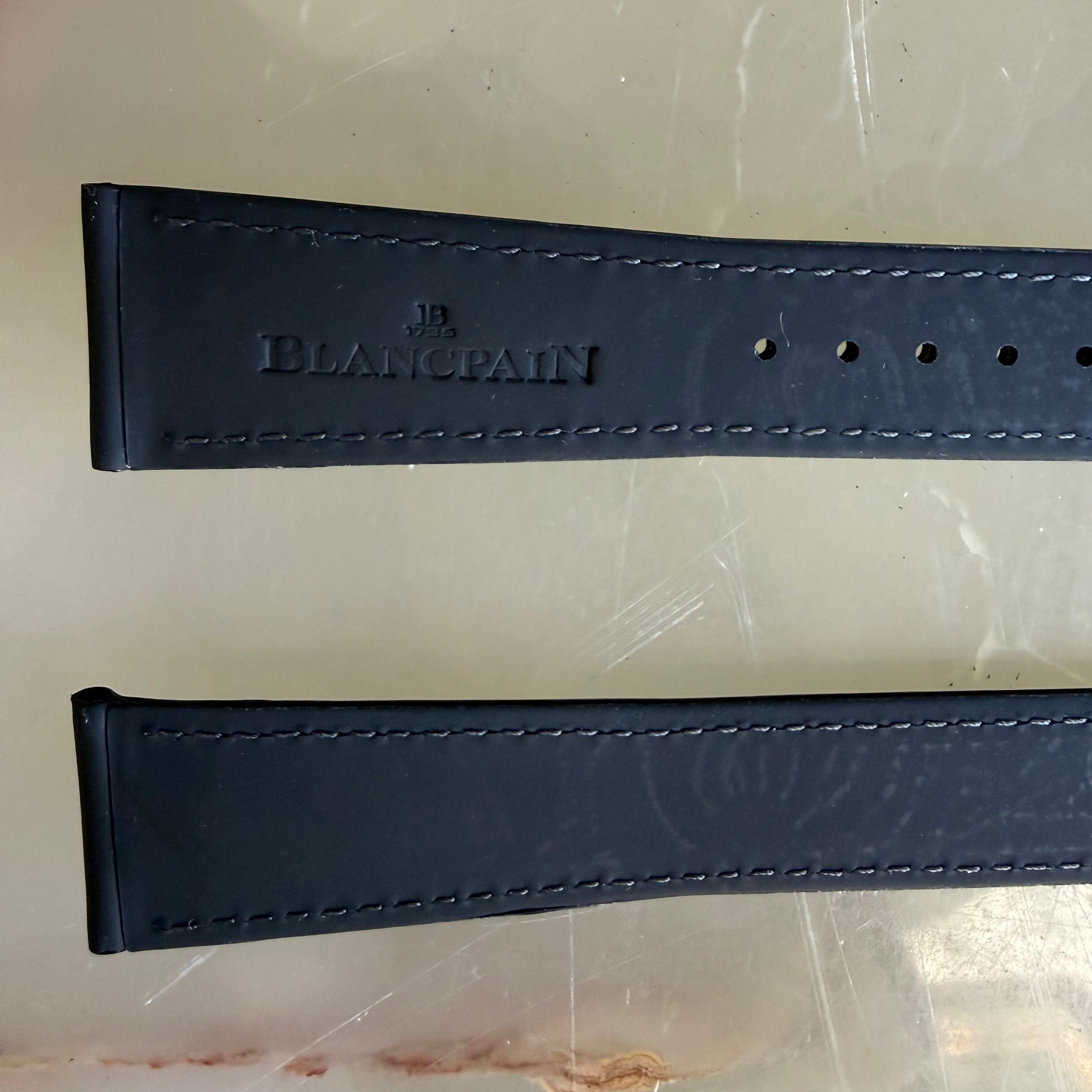 Authentic Blancpain Black Rubber Grey Stitching Watch Band Strap 20mm