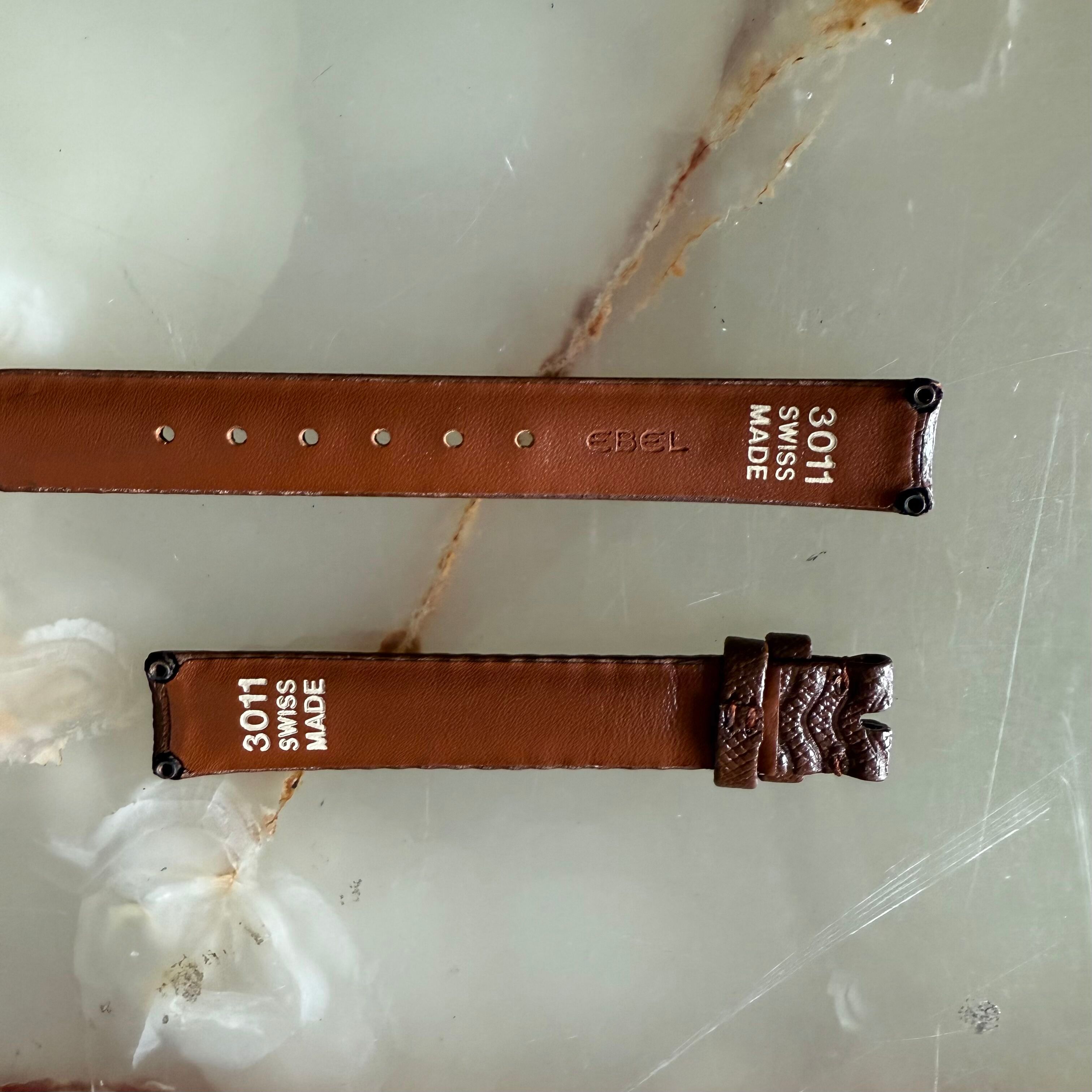 Authentic Ebel Wave Brown Leather Watch Strap Band 13mm 3011