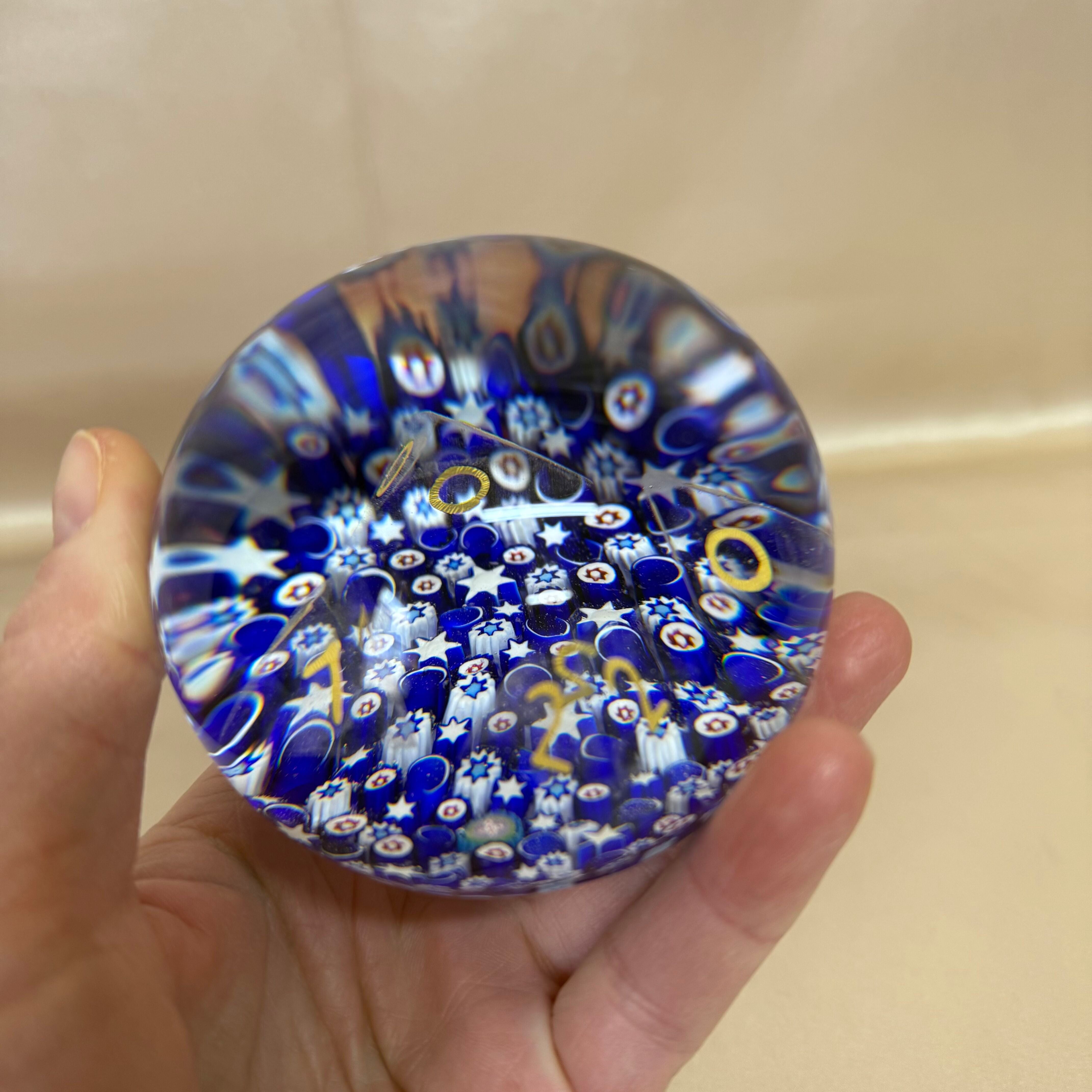 2001 Limited Edition Saint-Louis Crystal Bleu Du Ciel Paperweight