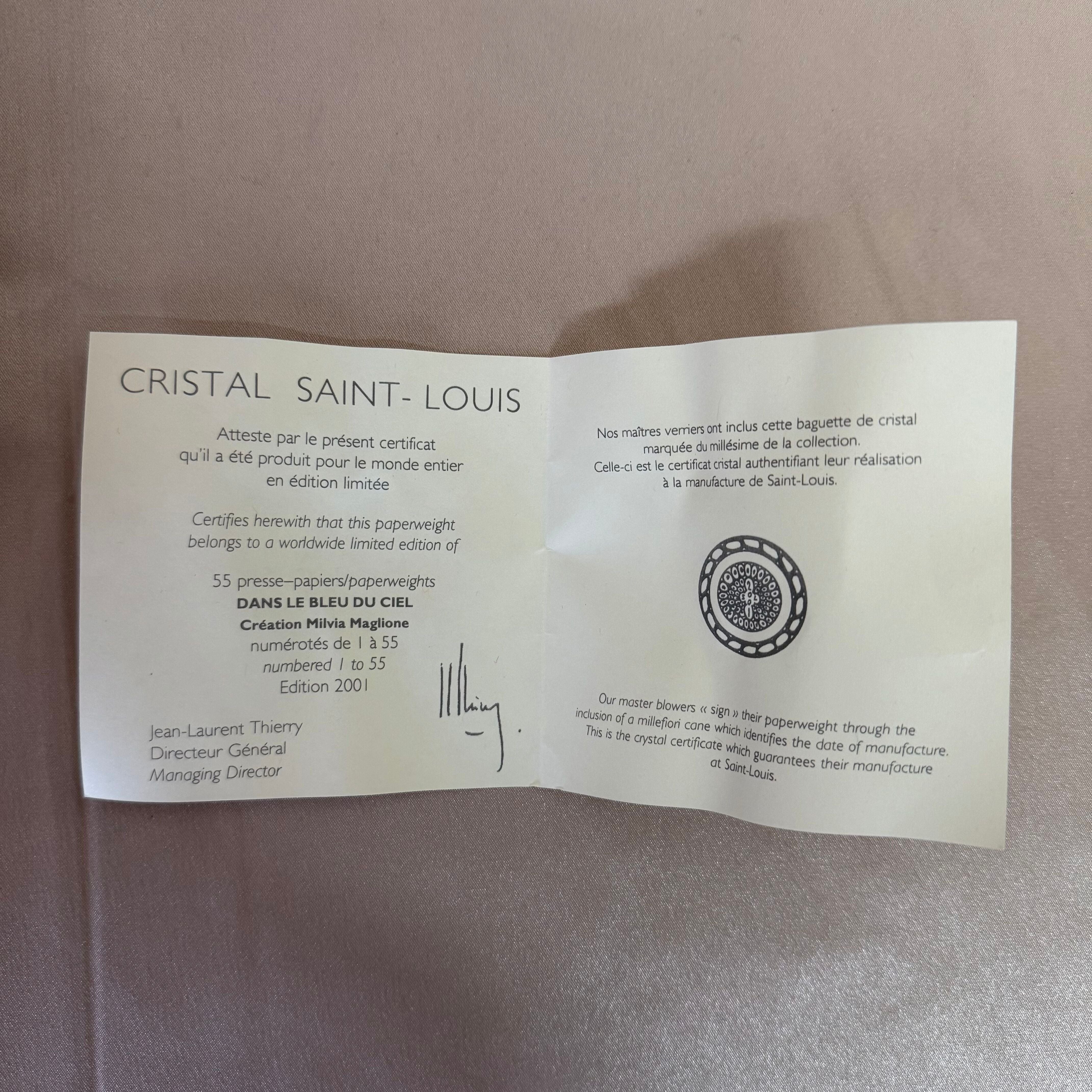 2001 Limited Edition Saint-Louis Crystal Bleu Du Ciel Paperweight