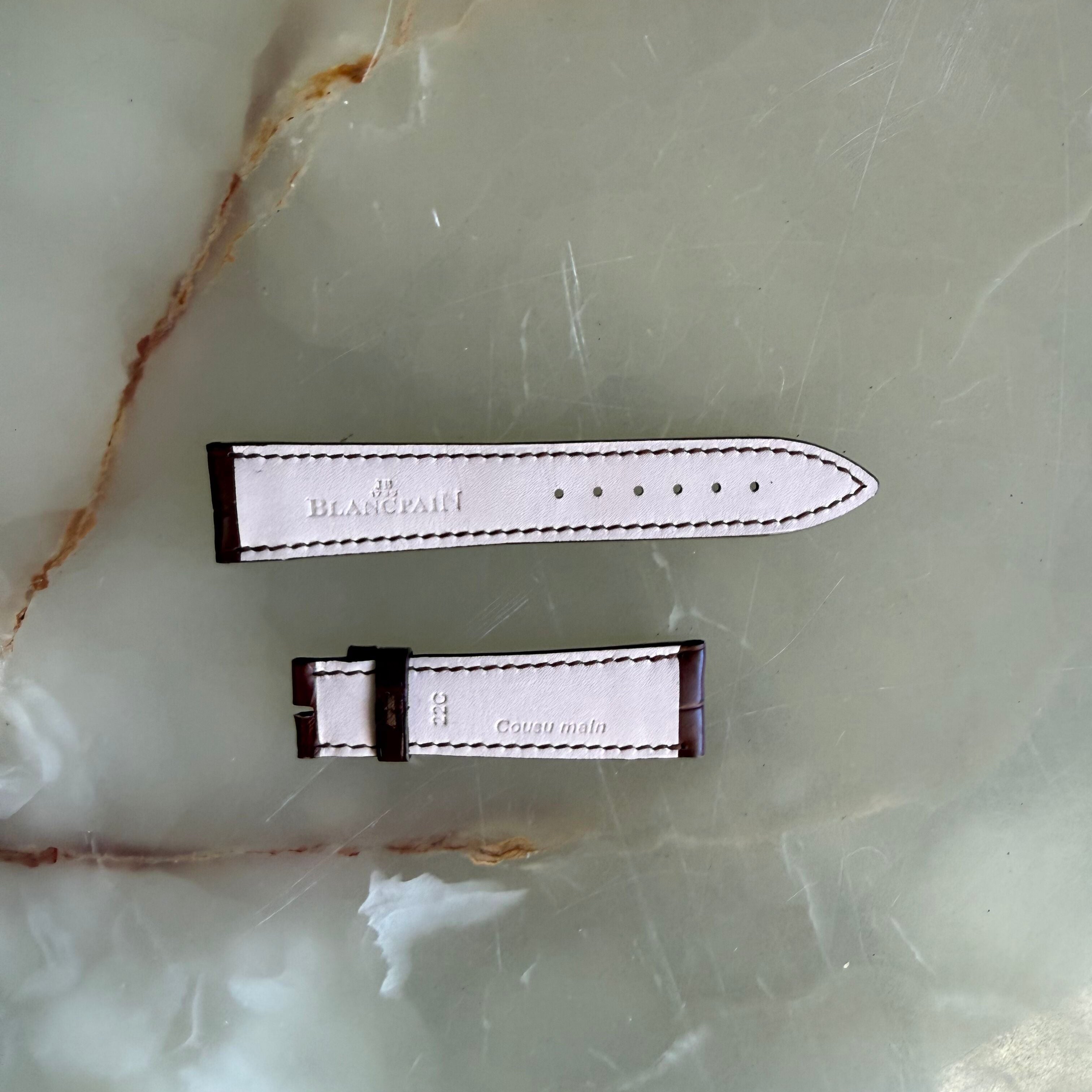 Authentic Blancpain Brown Alligator Watch Band Strap 19mm