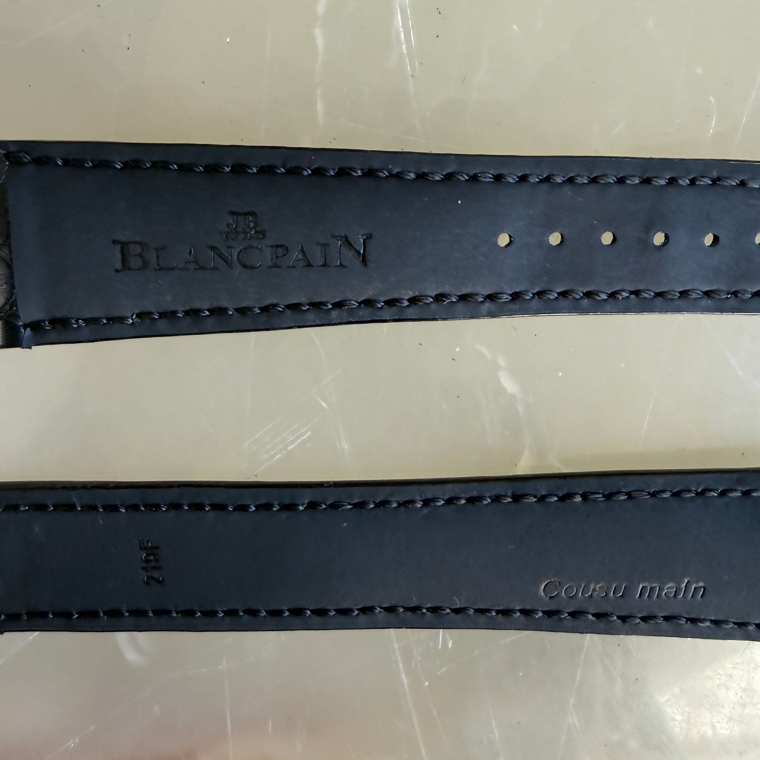 Authentic Blancpain Black Alligator Rubber Watch Band Strap 20.5mm