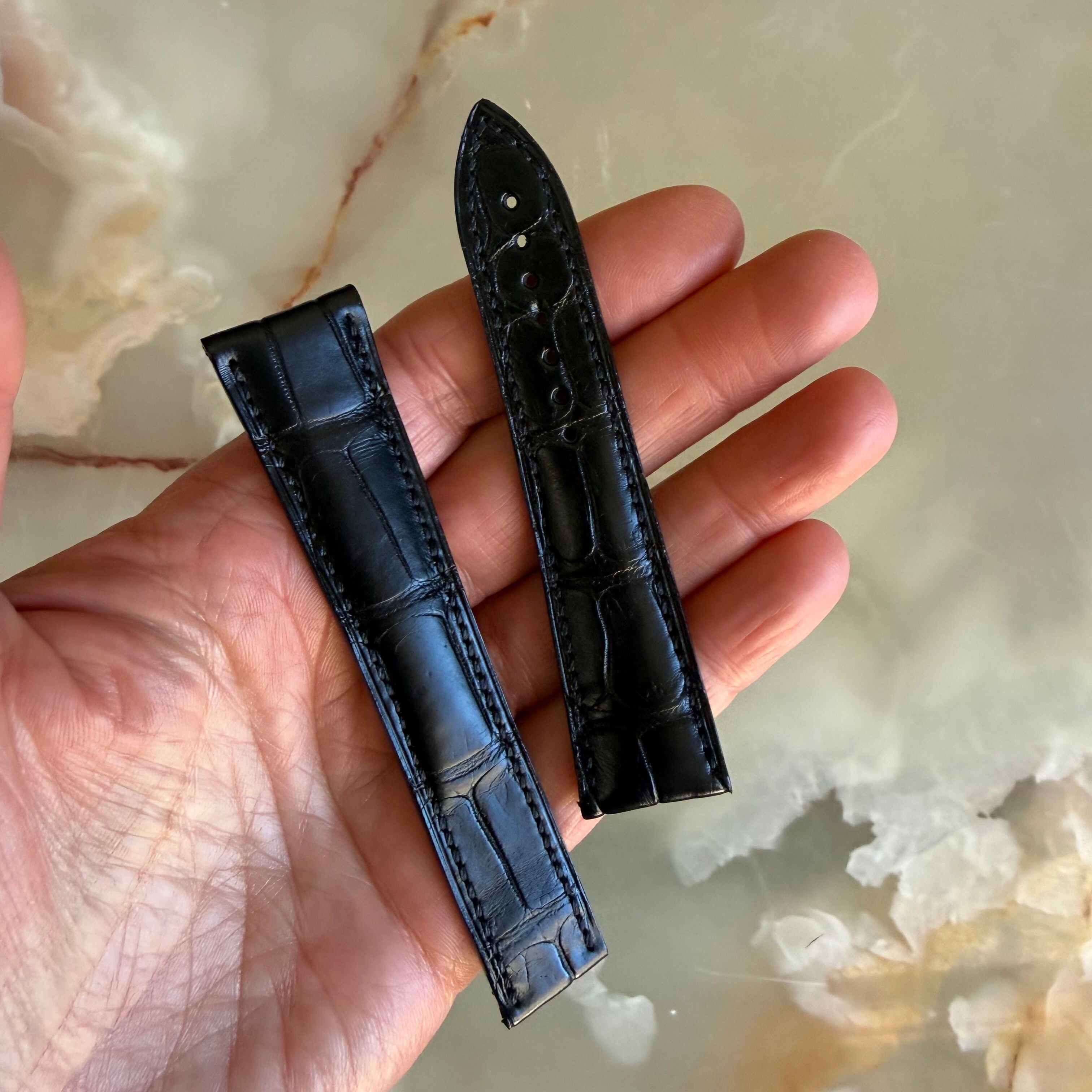 Authentic Blancpain Black Alligator Rubber Watch Band Strap 20.5mm