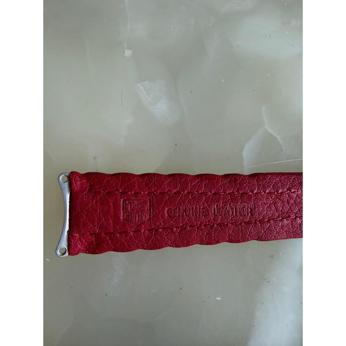 Authentic TAG Heuer 6000 Red Leather Watch Strap Band 19mm FC6039