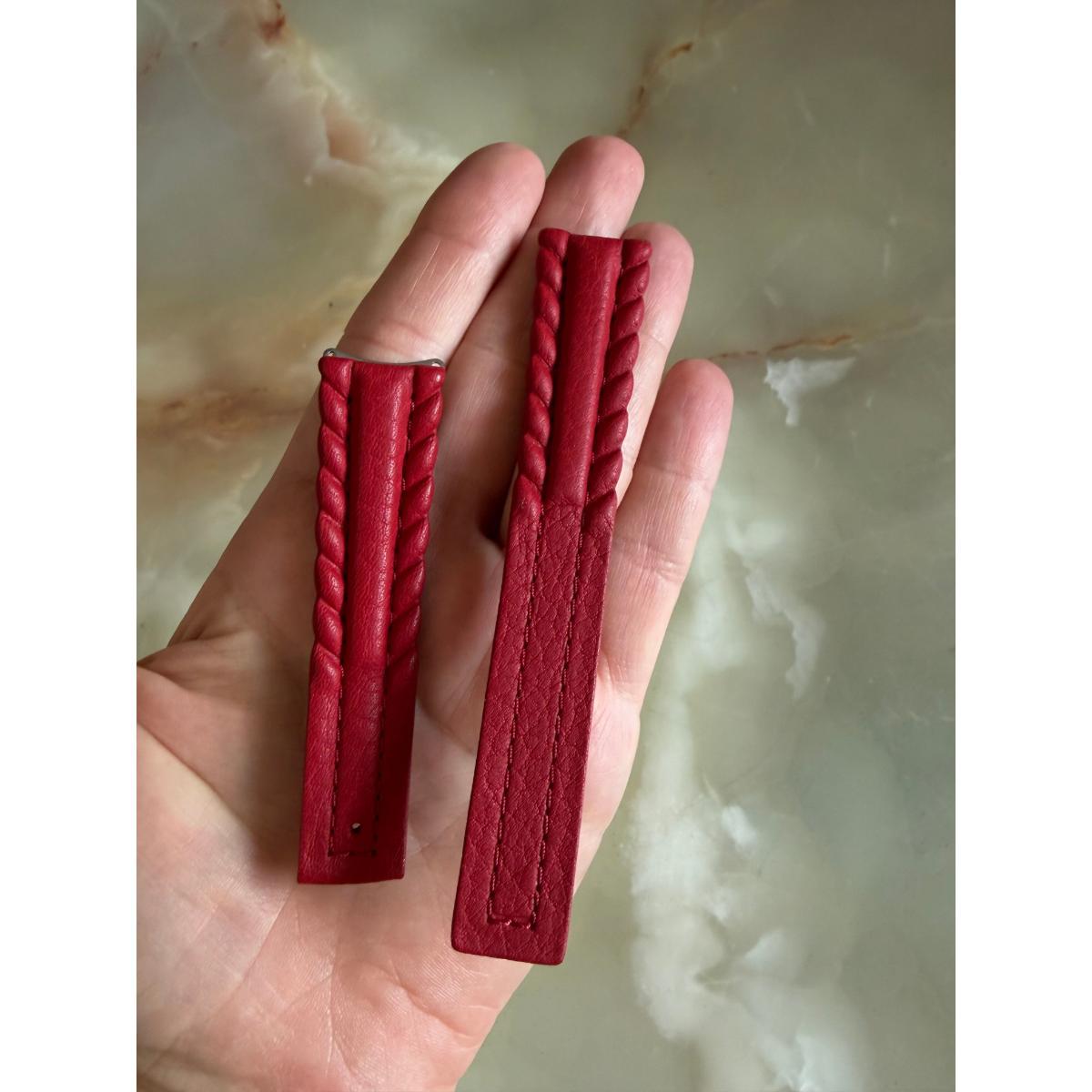 Authentic TAG Heuer 6000 Red Leather Watch Strap Band 19mm FC6039
