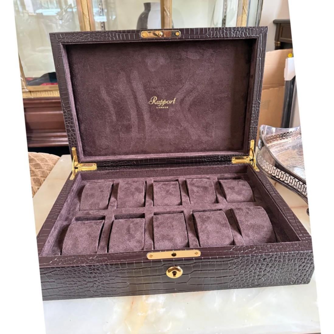 Rapport Brompton Brown Crocodile Leather 10 Watch Case