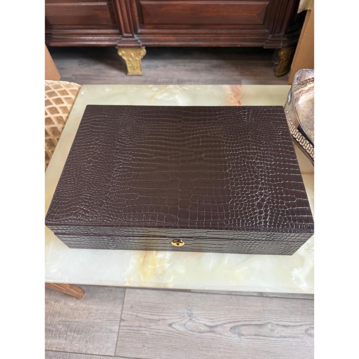 Rapport Brompton Brown Crocodile Leather 10 Watch Case