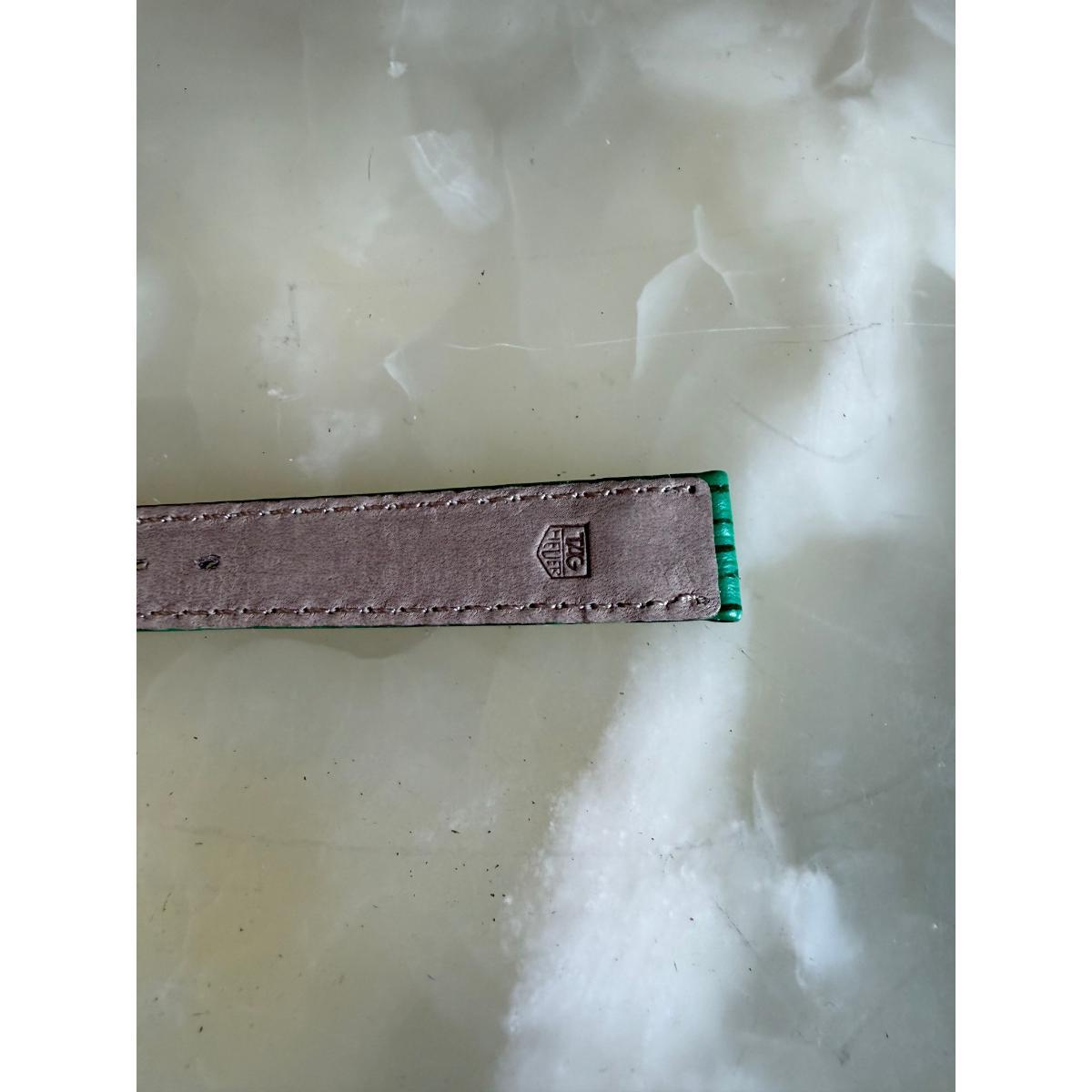 Authentic TAG Heuer 4000 Green Leather Watch Strap Band 19mm with Buckle BC0578