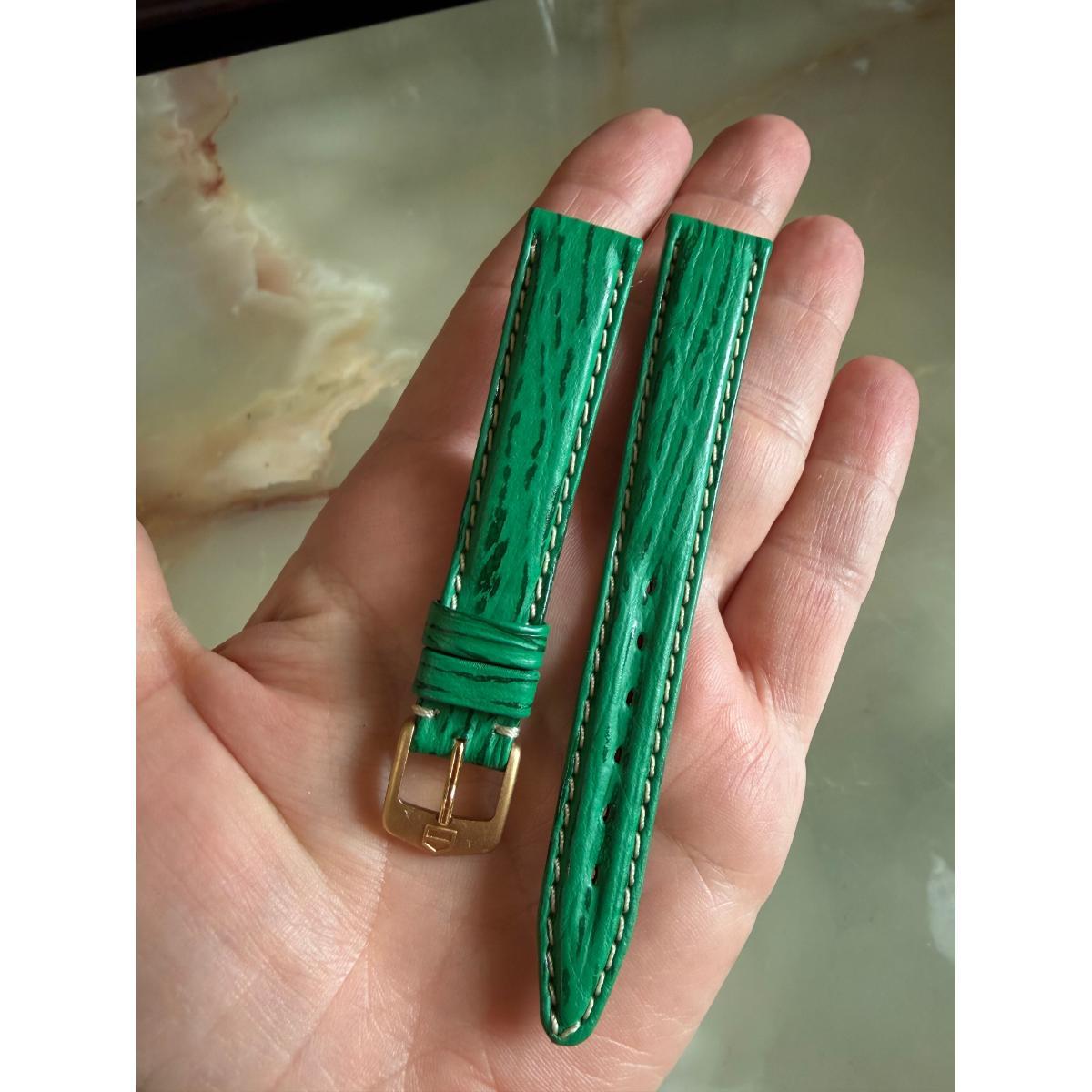 Authentic TAG Heuer 4000 Green Leather Watch Strap Band 19mm with Buckle BC0578