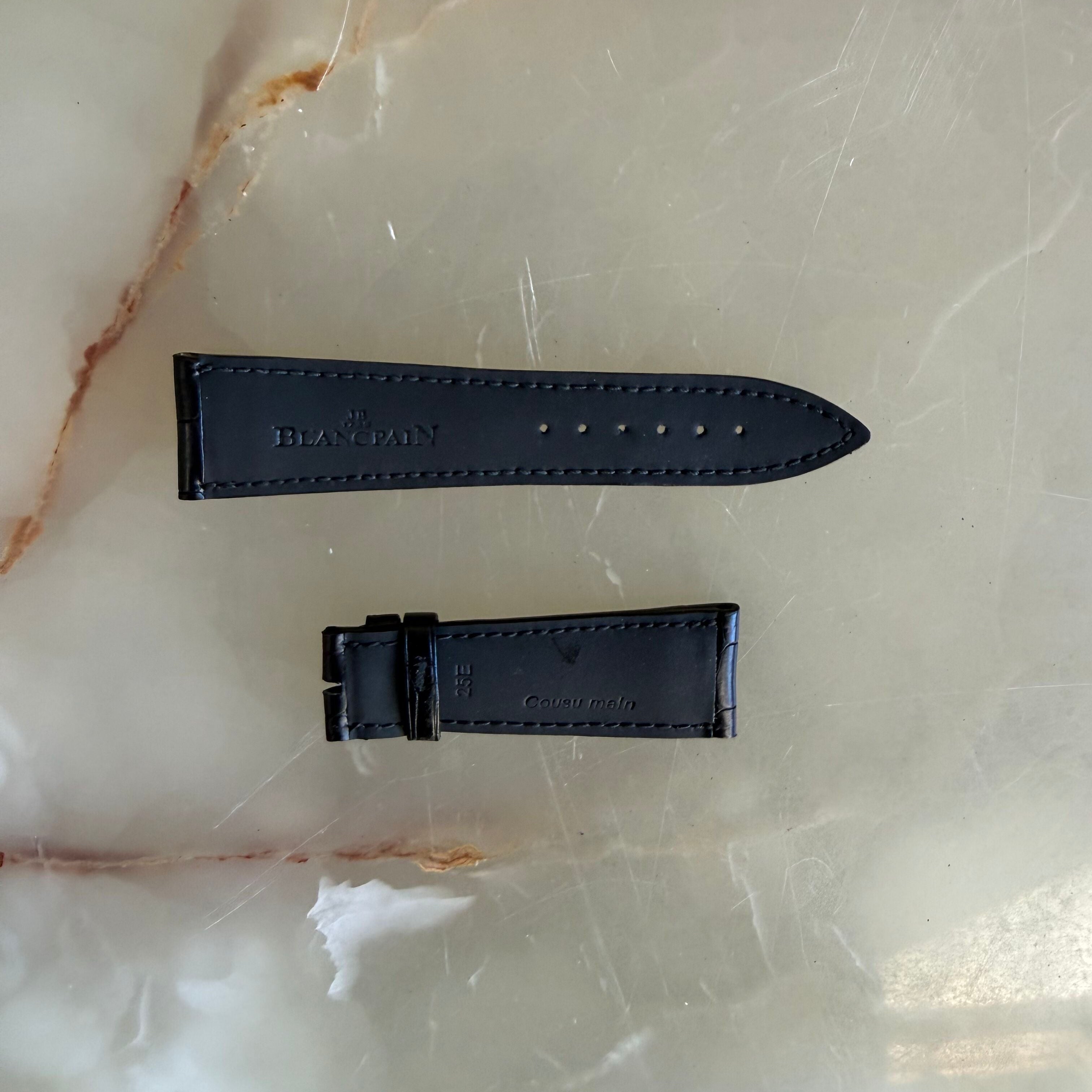 Authentic Blancpain Black Alligator Rubber Watch Strap Band 22mm