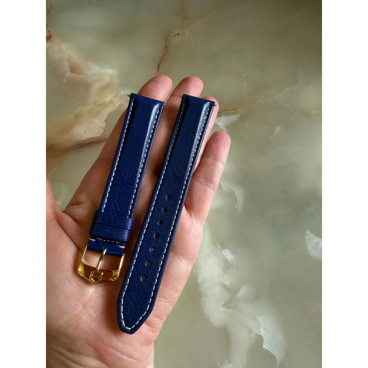 Authentic TAG Heuer Dark Blue Leather Watch Strap Band 20mm with Buckle