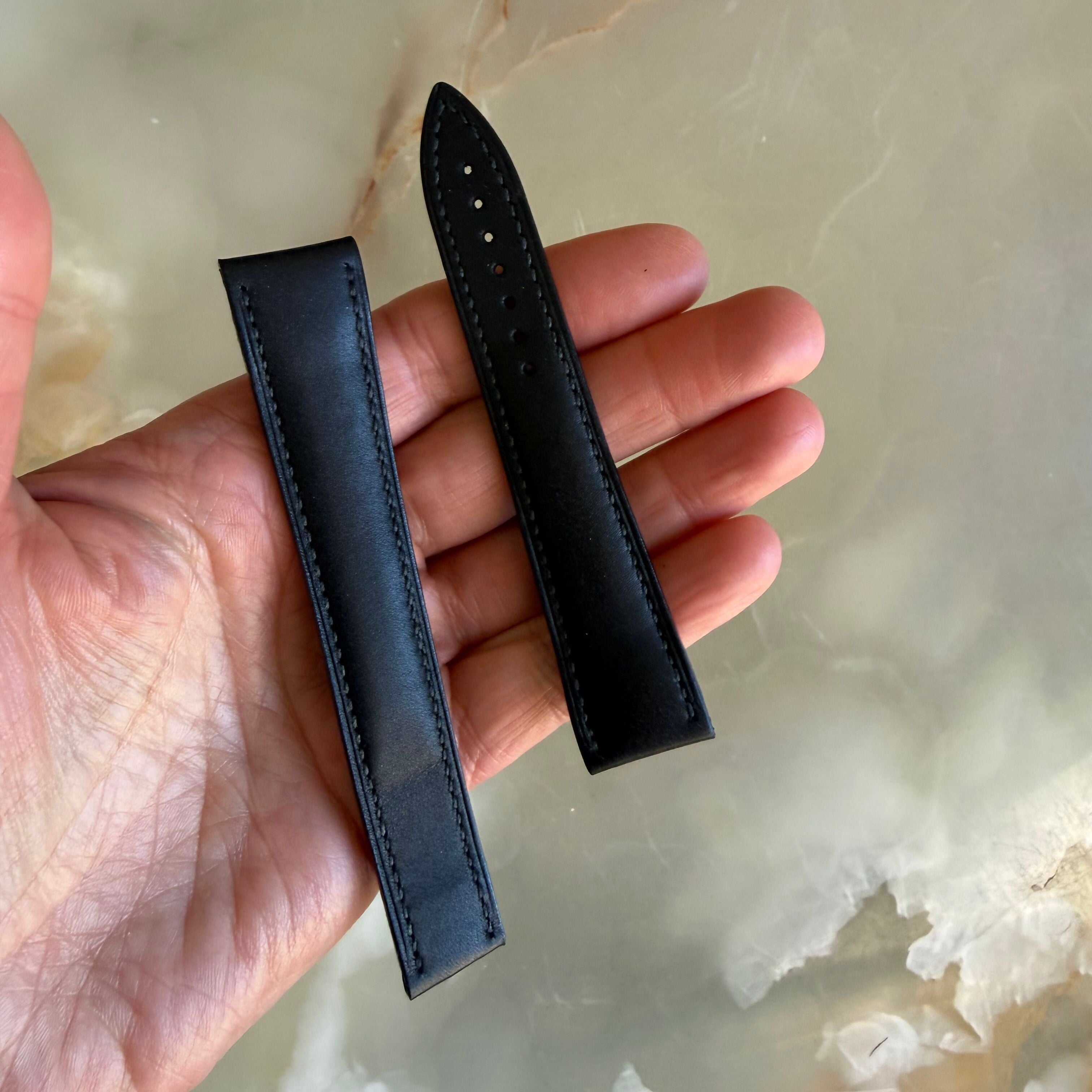 Authentic Blancpain Black Leather Rubber Watch Band Strap 20mm