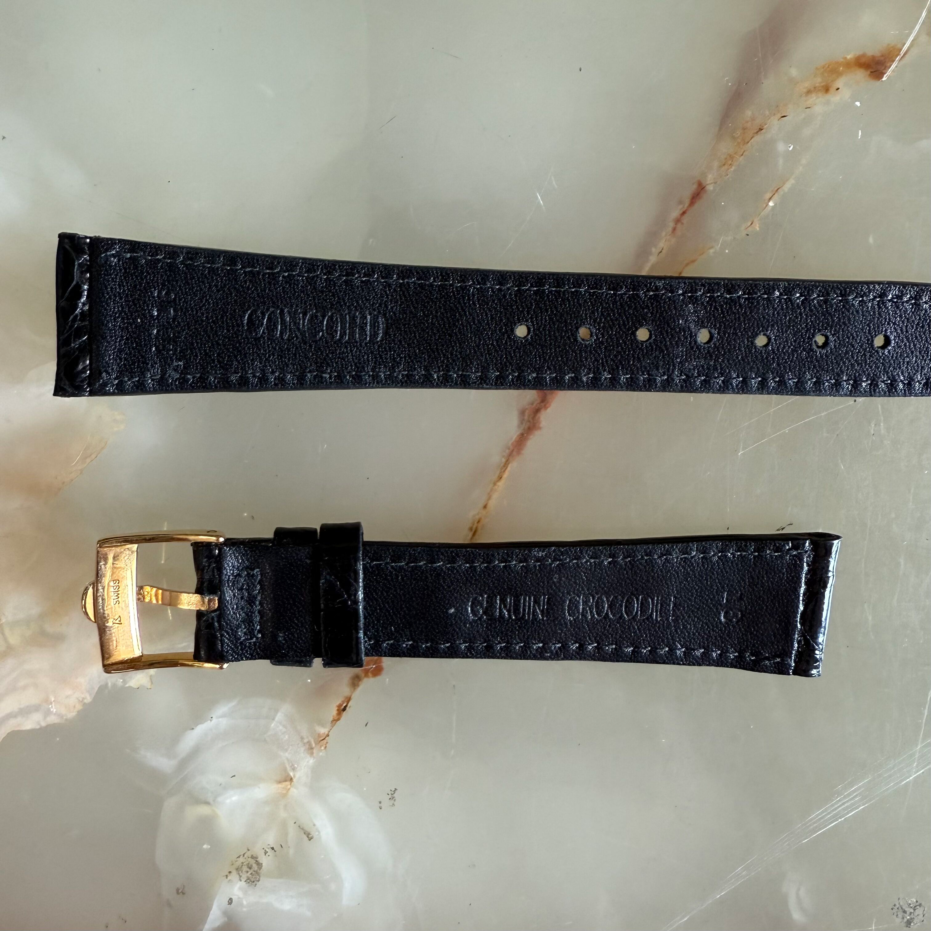 Authentic Concord Black Crocodile Watch Strap Band 18mm 1026