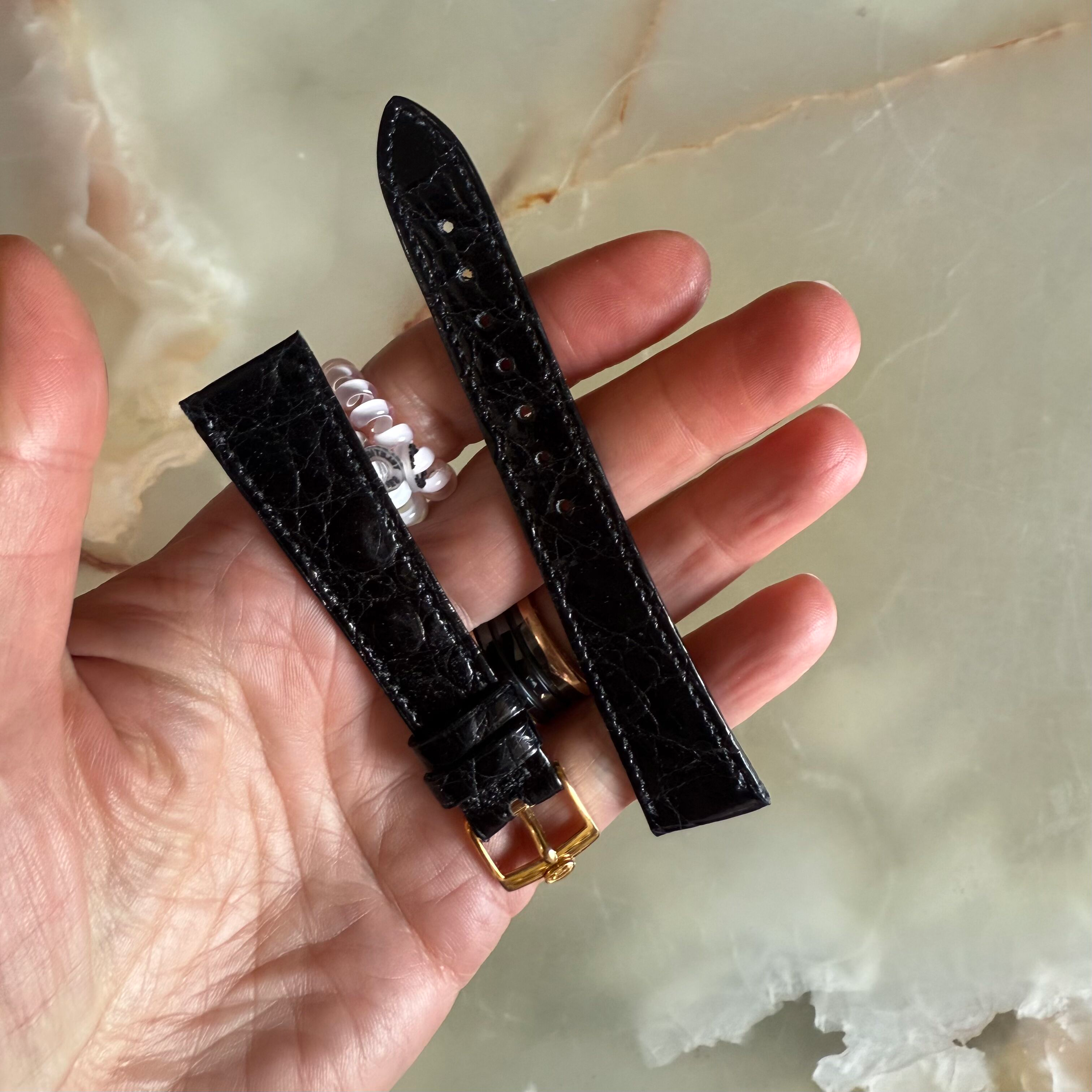 Authentic Concord Black Crocodile Watch Strap Band 18mm 1026