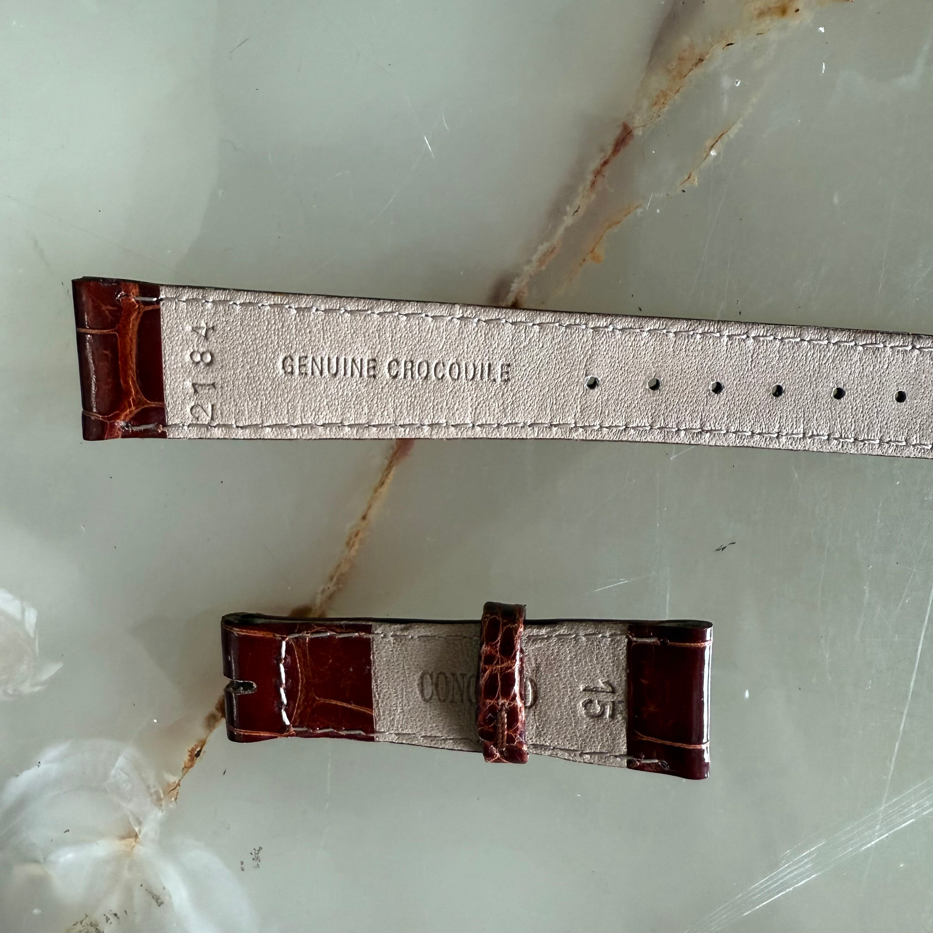 Authentic Concord Brown Crocodile Watch Strap Band 15mm 2184